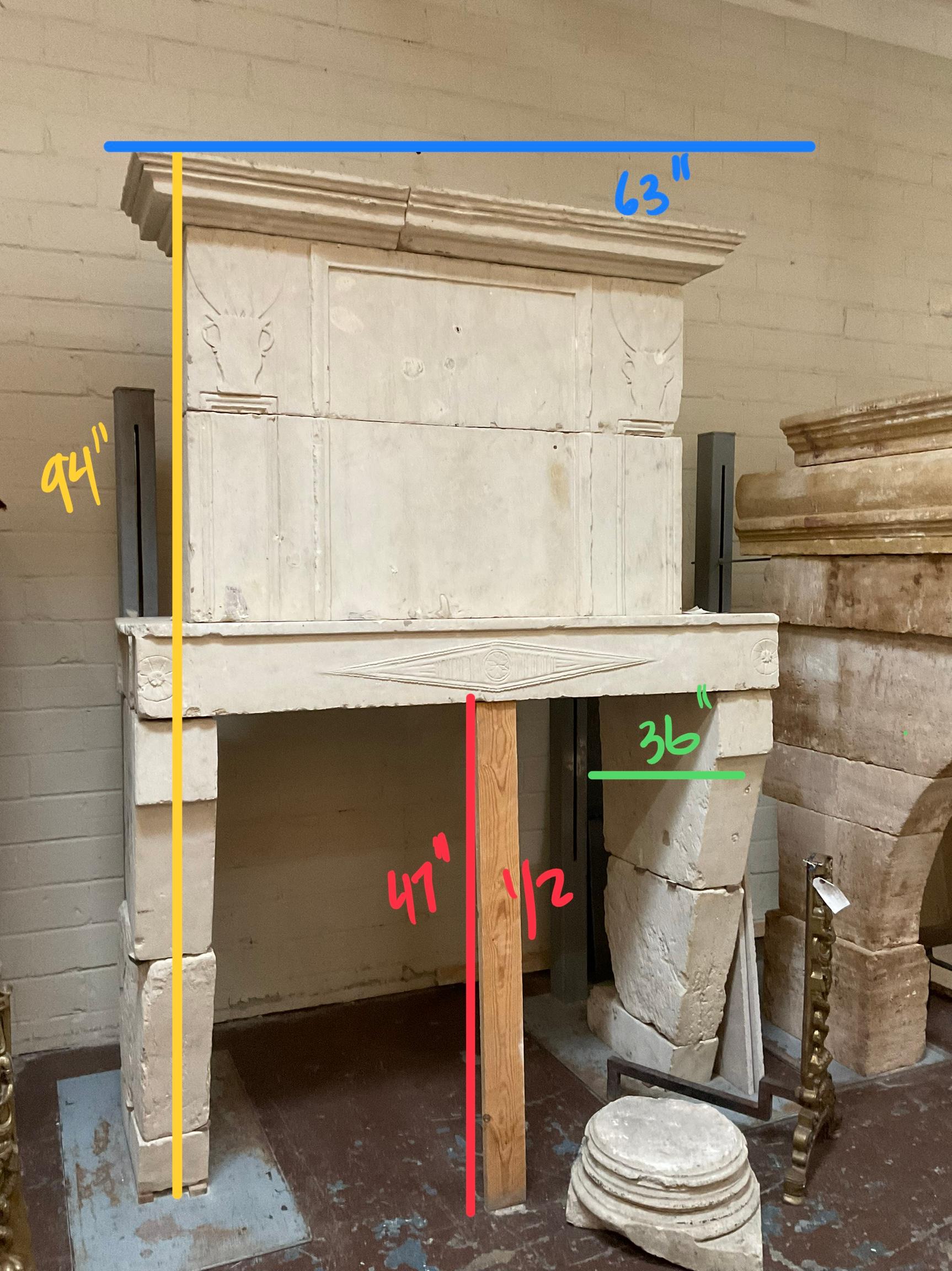 French Limestone Fireplace For Sale 6