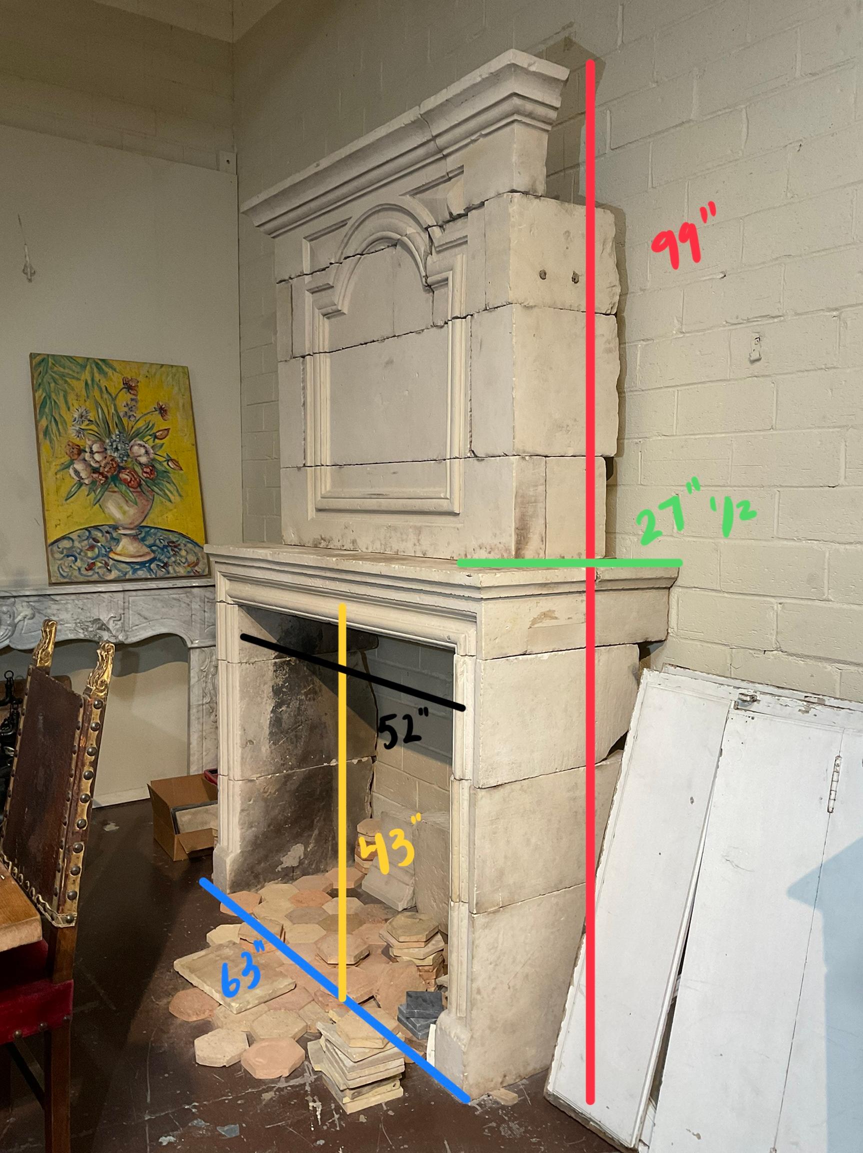 French Limestone Fireplace For Sale 5