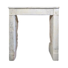 Antique French Limestone Fireplace