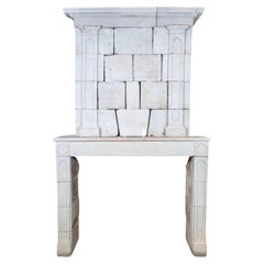 Antique French Limestone Fireplace