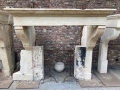 French Limestone Fireplace Mantel