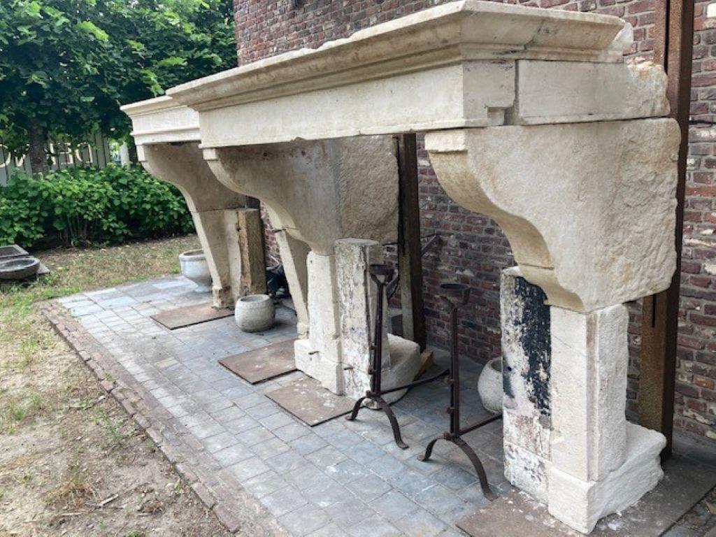 Carved French Limestone Fireplace Mantel For Sale