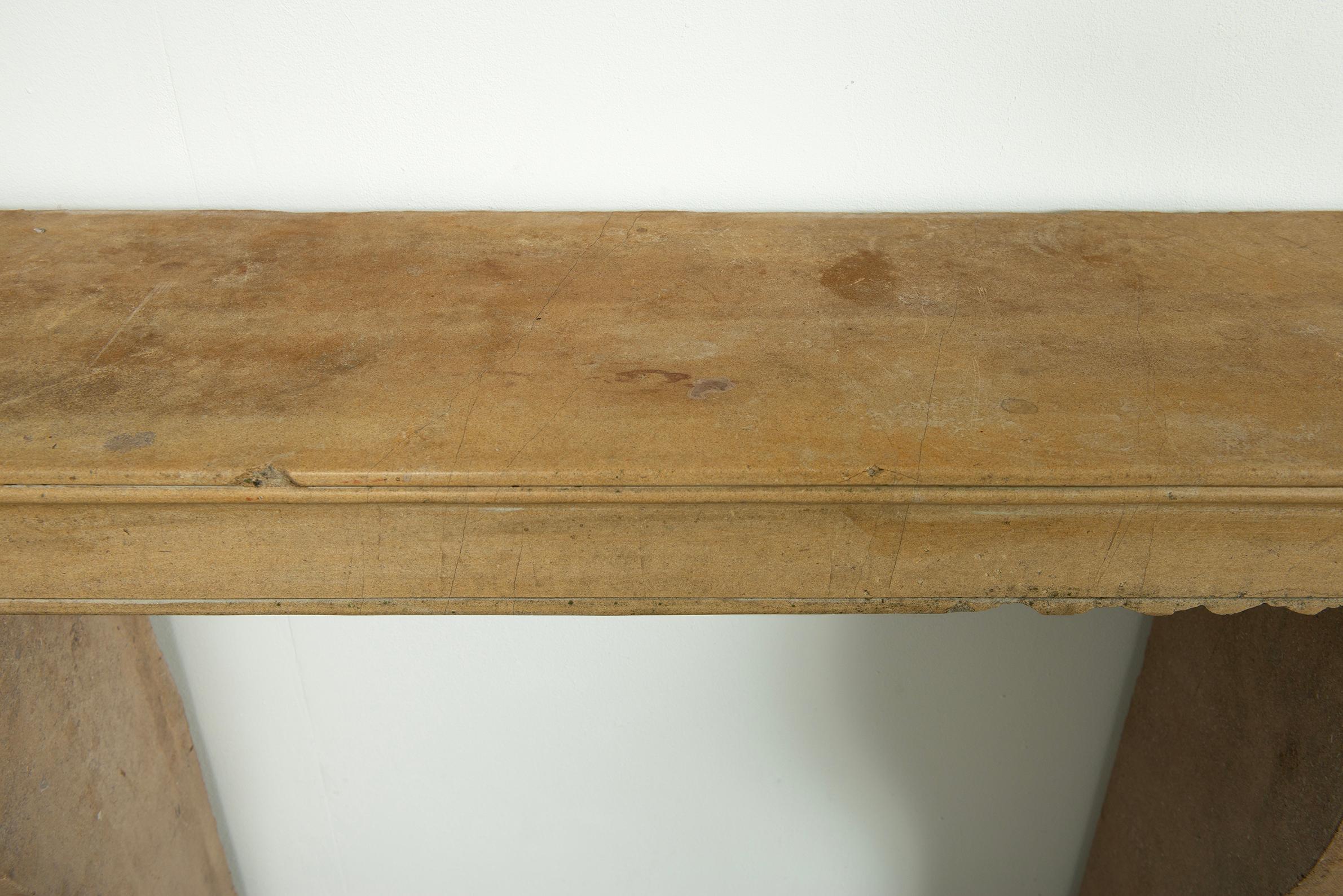 19th Century French Limestone Fireplace Mantel For Sale