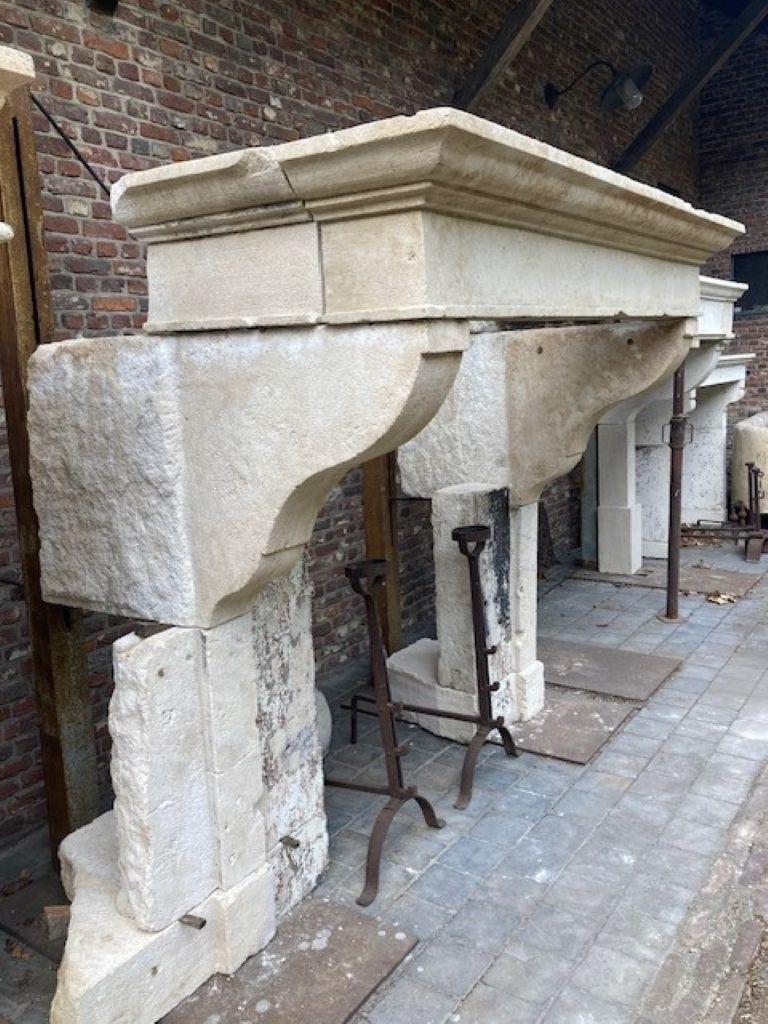 19th Century French Limestone Fireplace Mantel For Sale