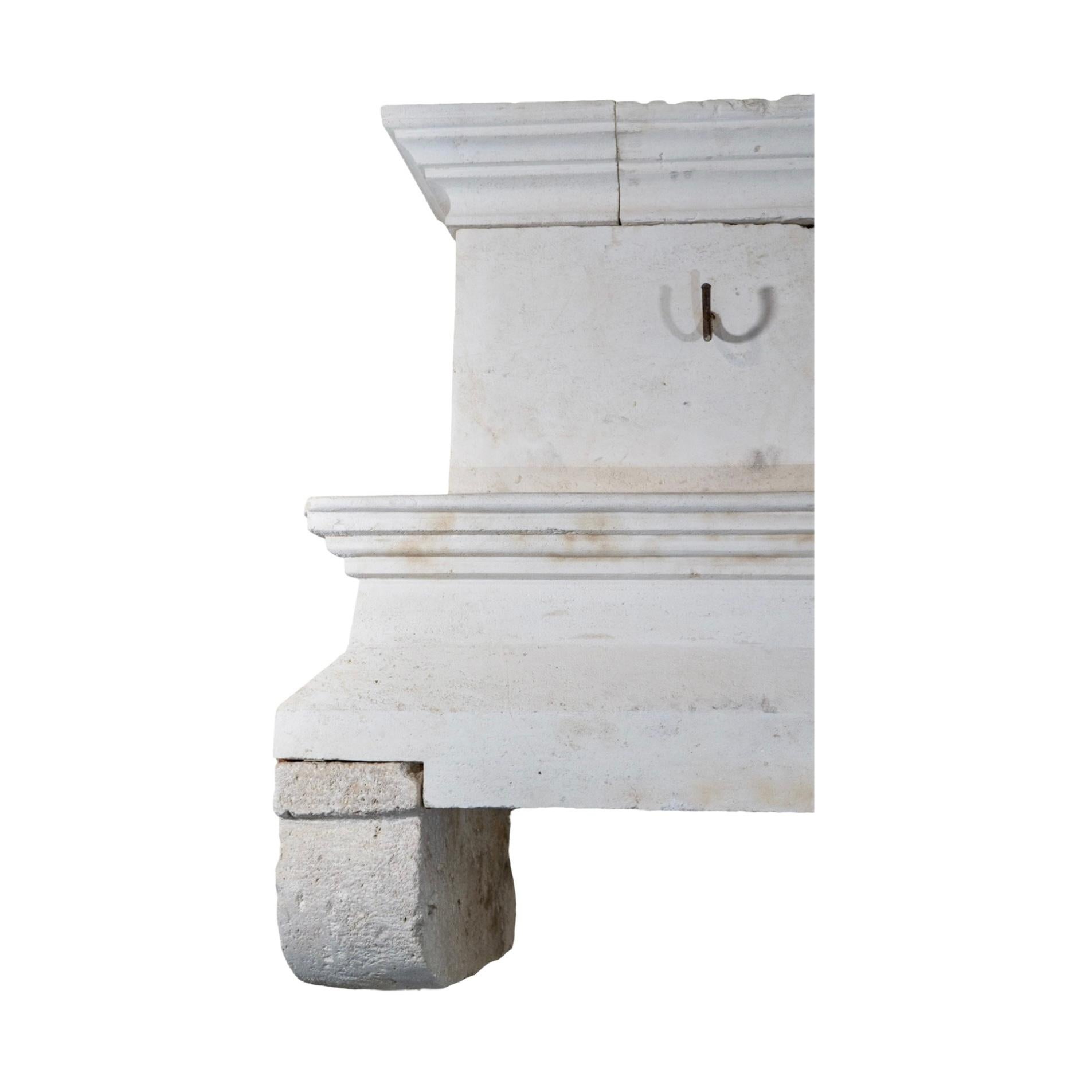 French Limestone Fireplace Mantel For Sale 1