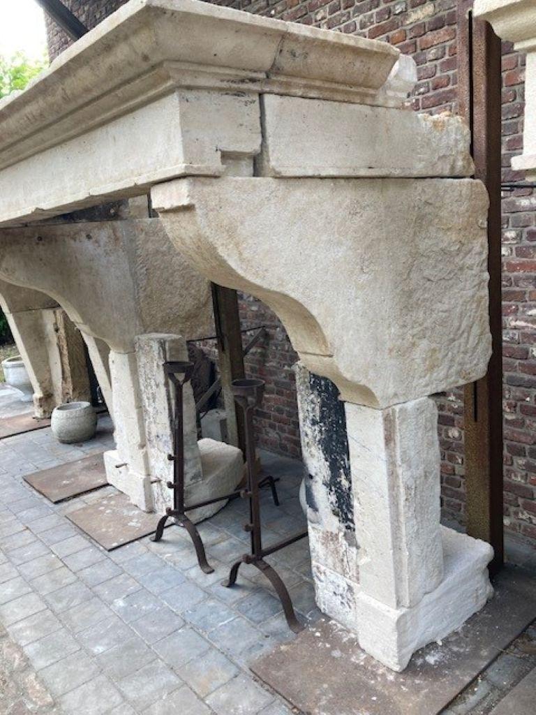 French Limestone Fireplace Mantel For Sale 3