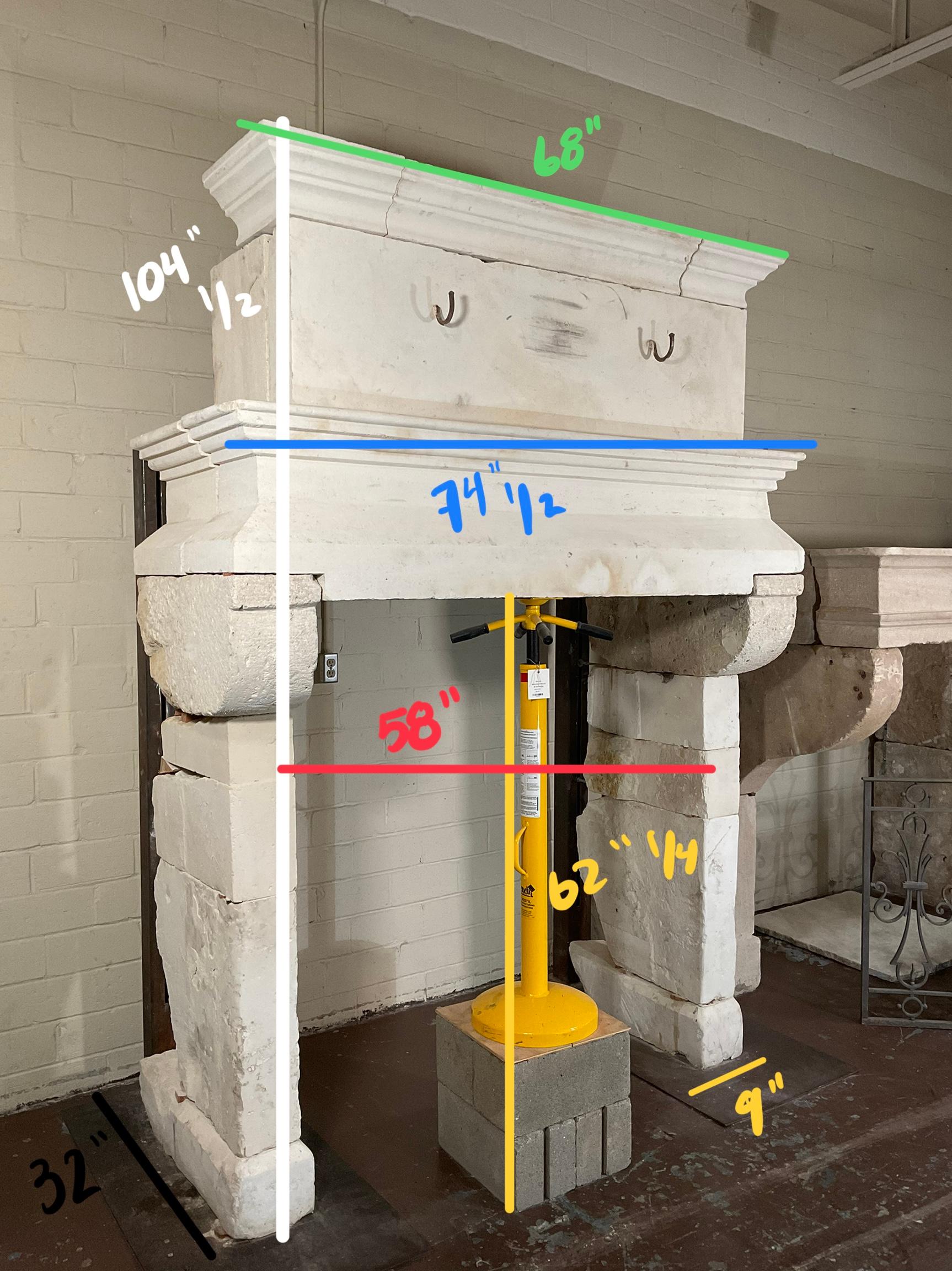French Limestone Fireplace Mantel For Sale 5
