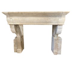 French Limestone Fireplace Mantel