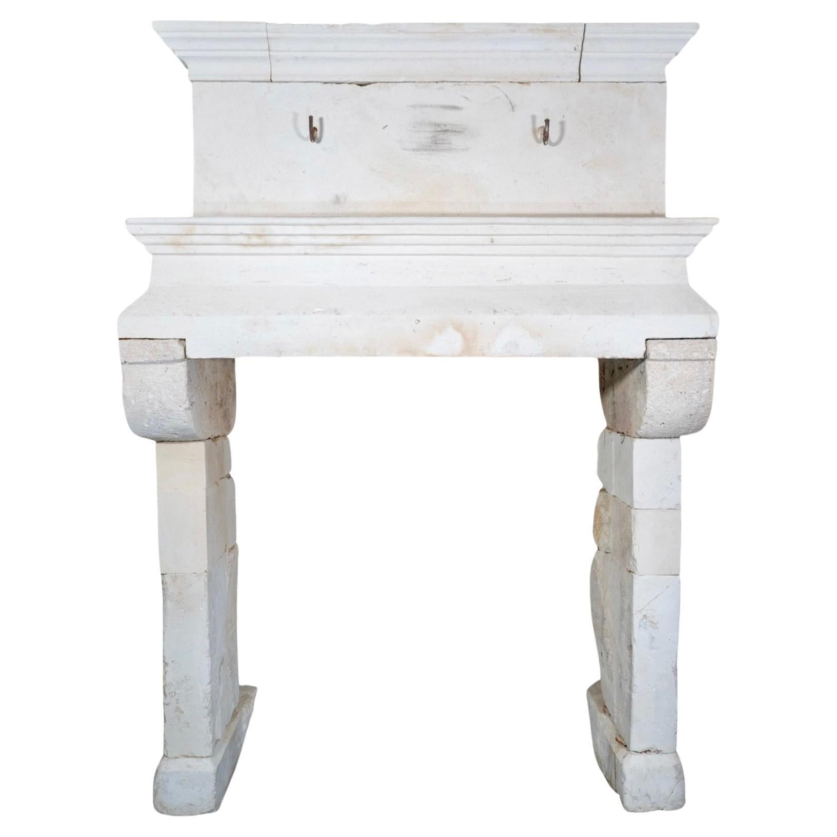 French Limestone Fireplace Mantel For Sale