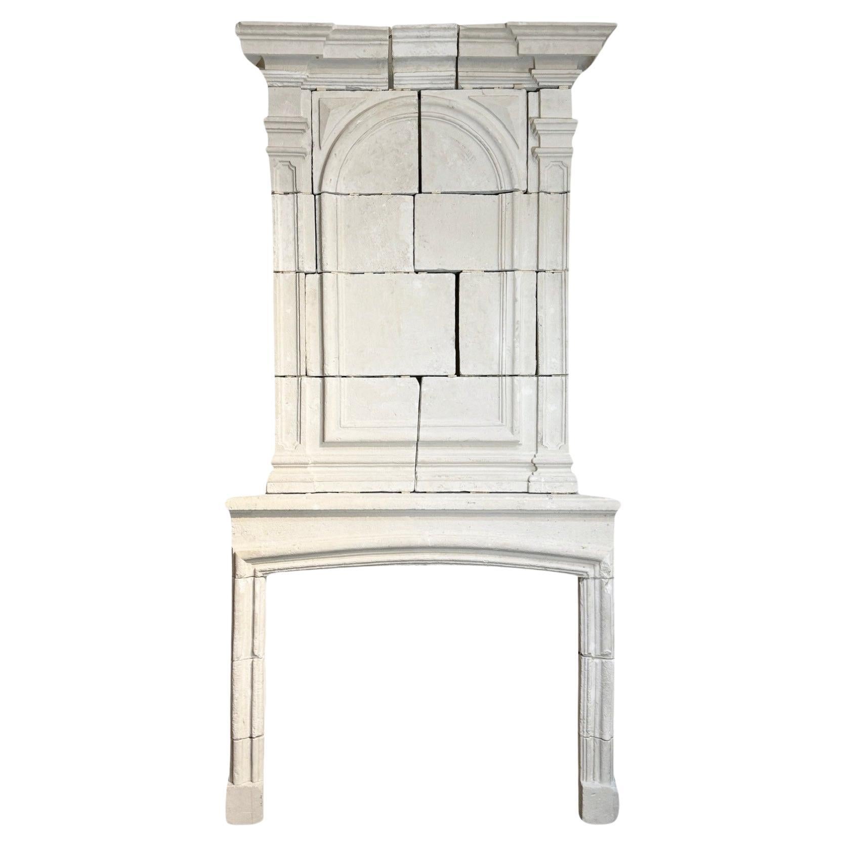 French Limestone Fireplace Mantel For Sale