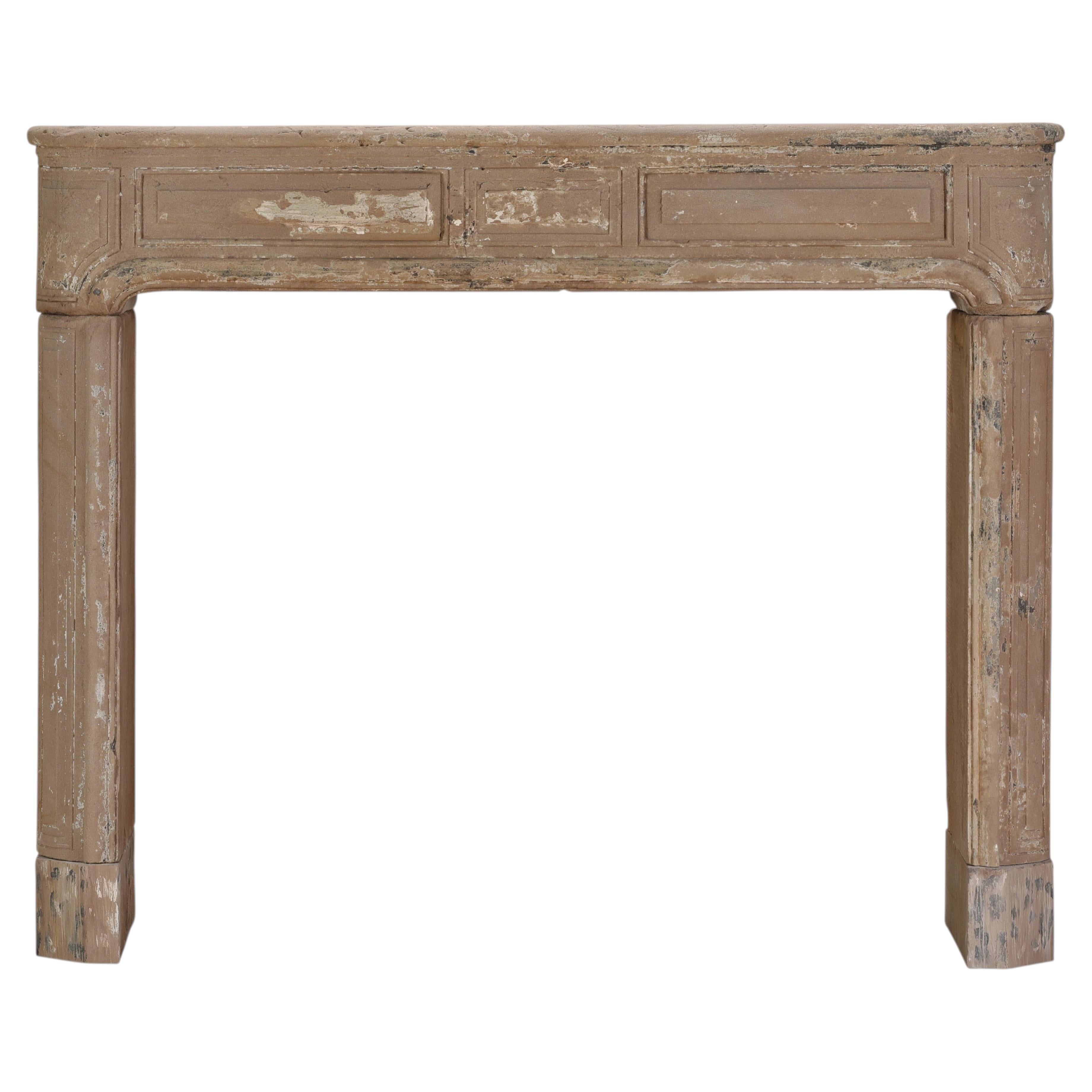 French Limestone Fireplace Mantel with Authentic Rustic Patina Remains For Sale