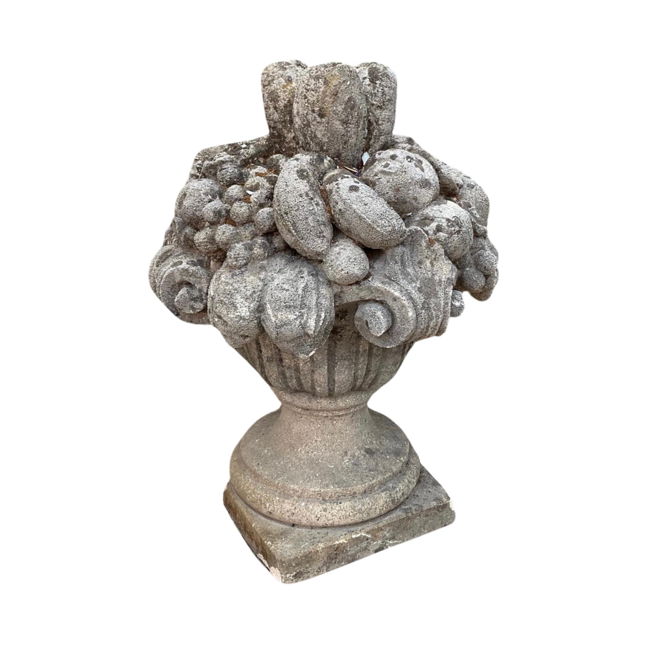 French Limestone Fruit Bouquet Sculpture In Good Condition For Sale In Dallas, TX