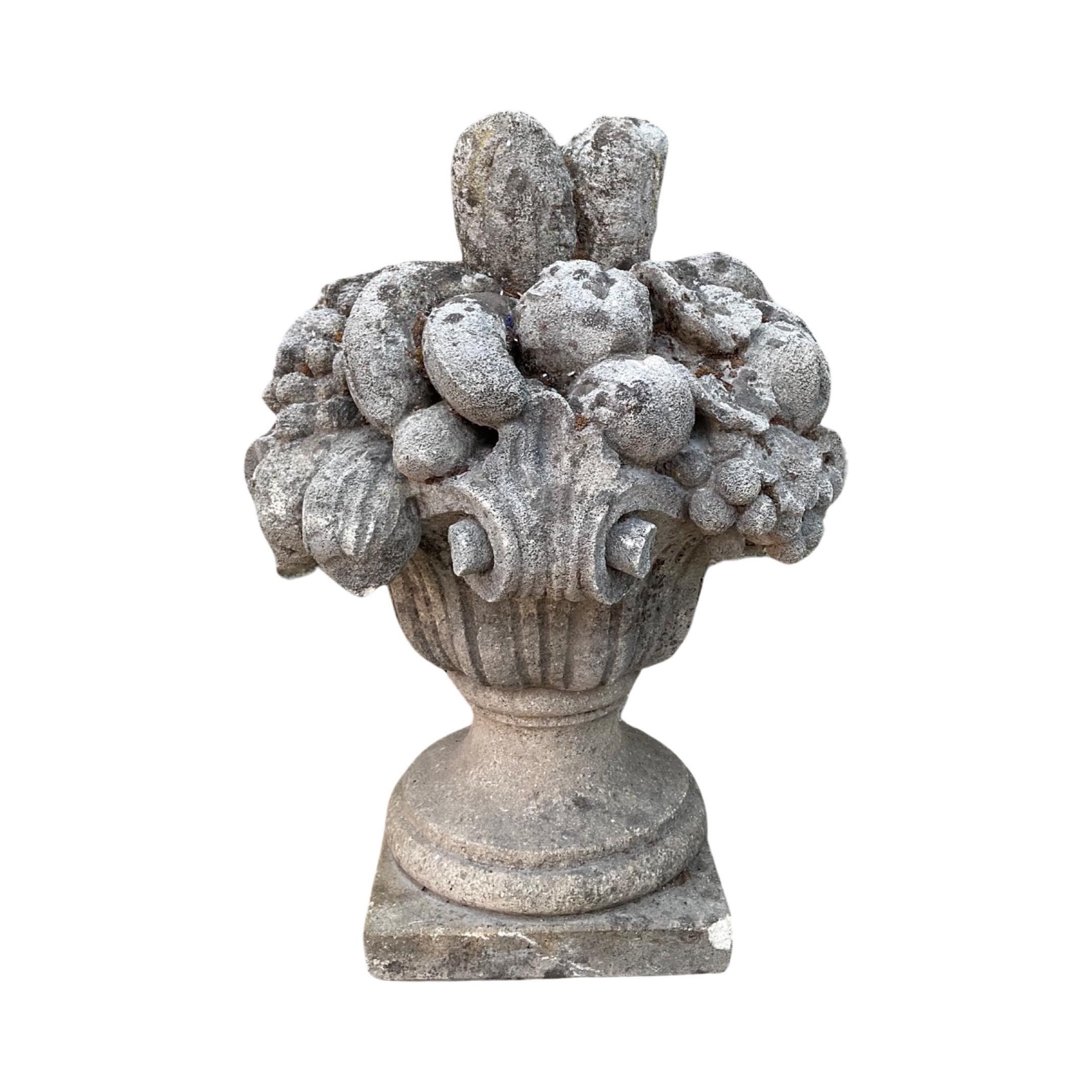 18th Century French Limestone Fruit Bouquet Sculpture For Sale