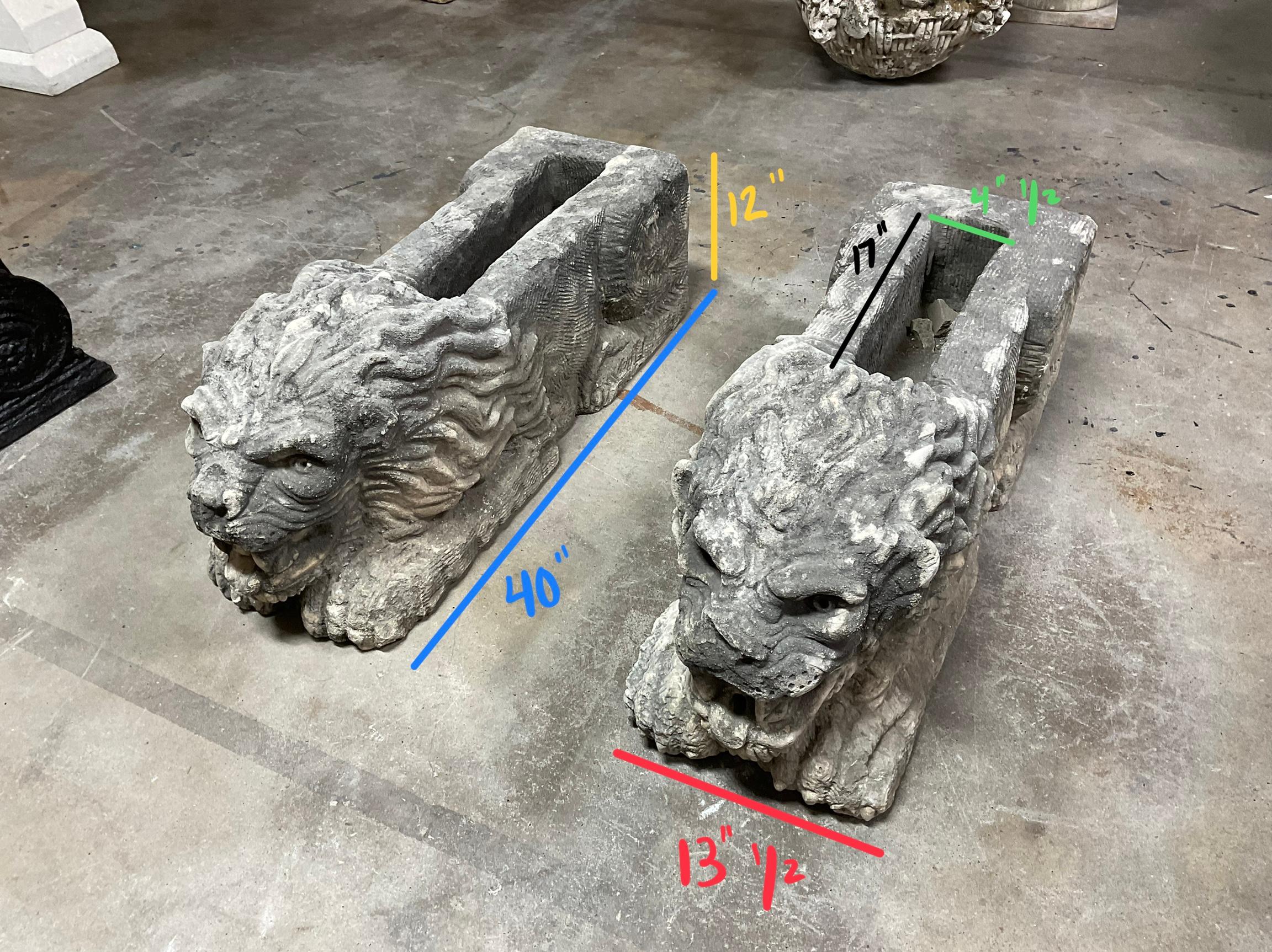 French Limestone Lion Downspouts For Sale 3