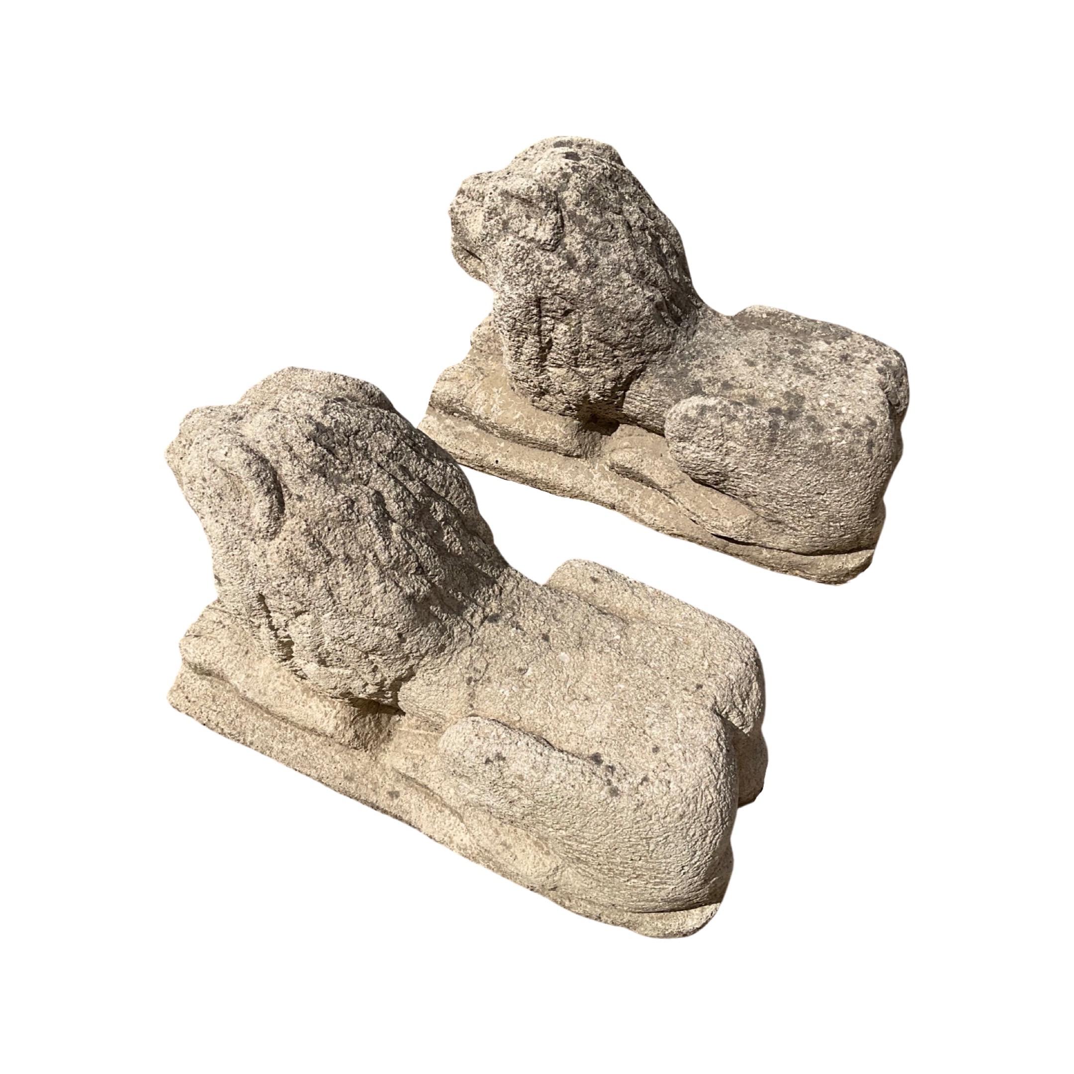 French Limestone Lion Sculptures For Sale 1