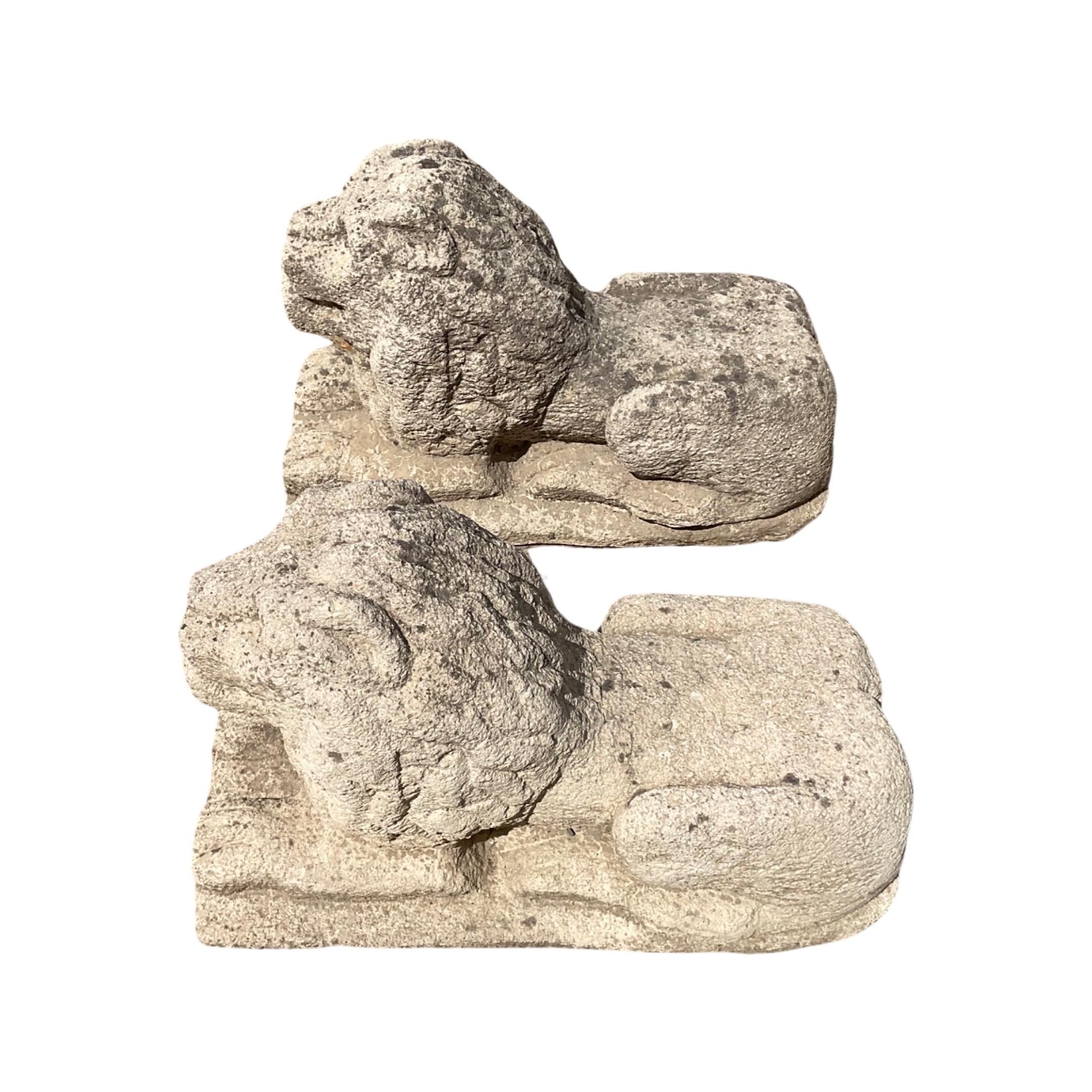 French Limestone Lion Sculptures For Sale 2