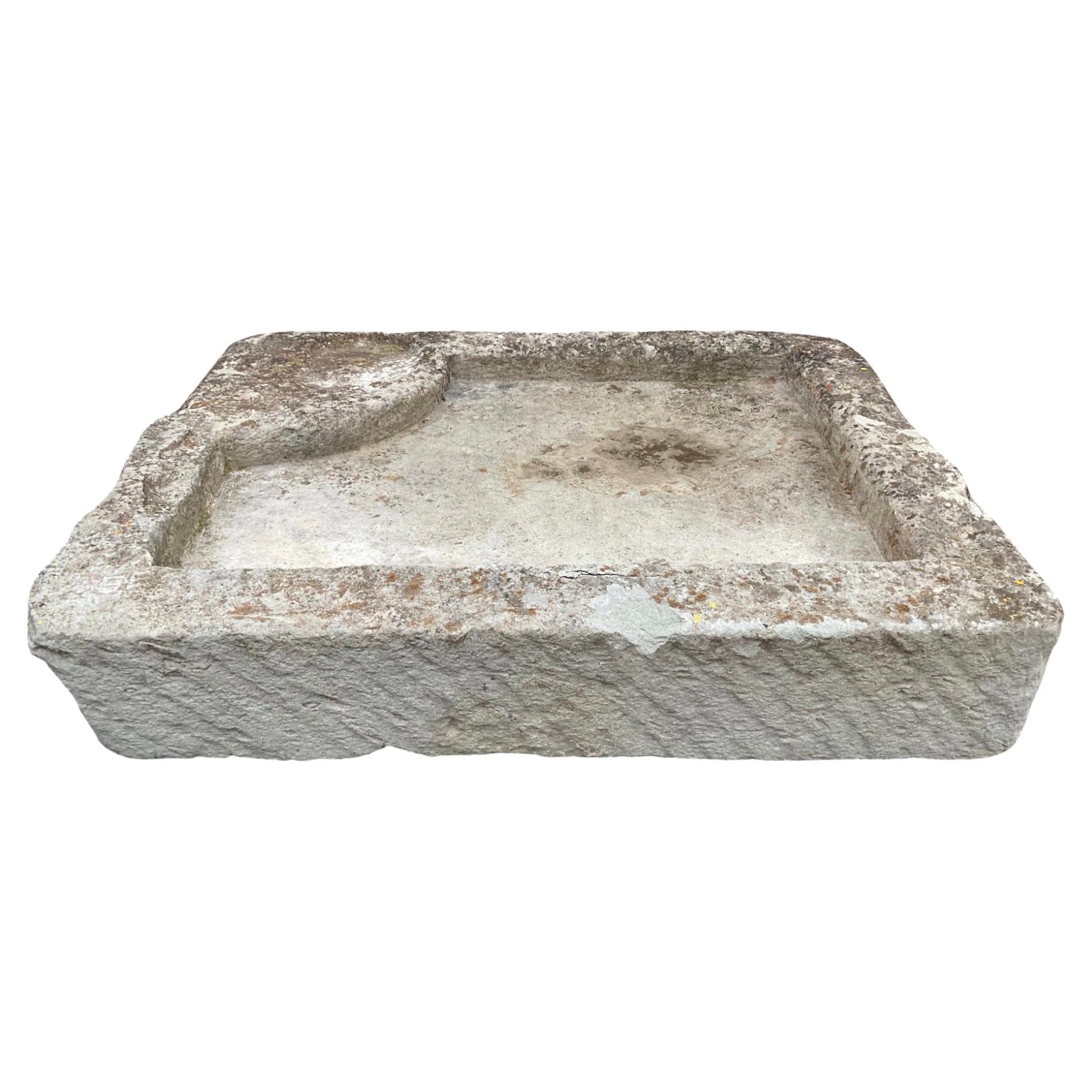 French Limestone Low-line Trough For Sale