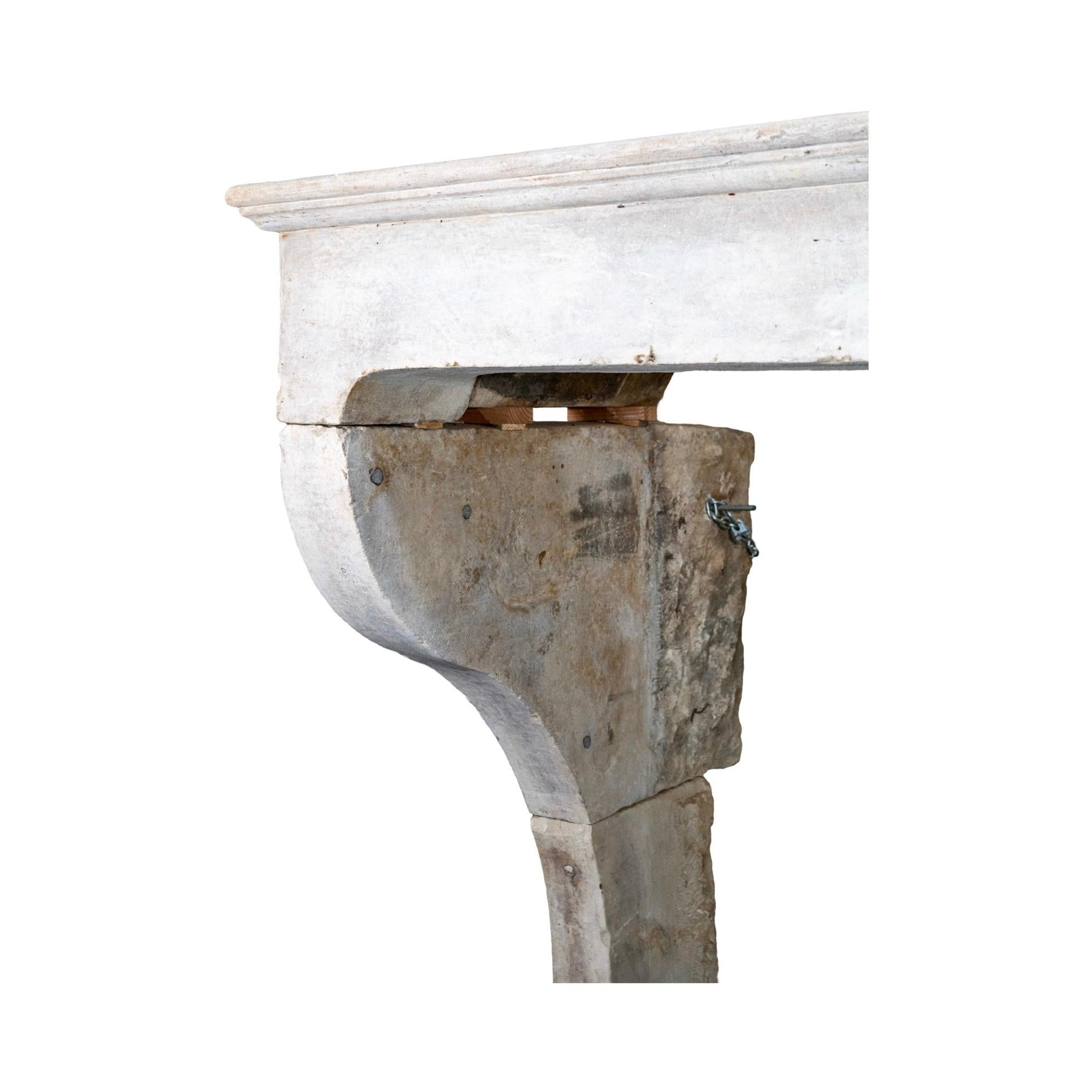 17th Century French Limestone Mantel For Sale
