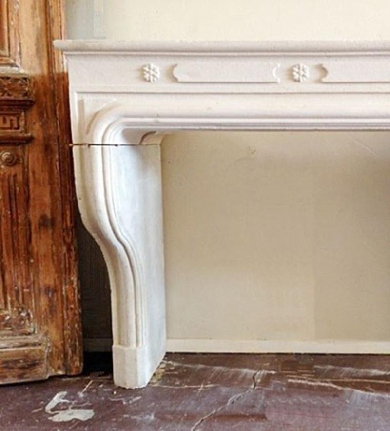 19th Century French Limestone Mantel