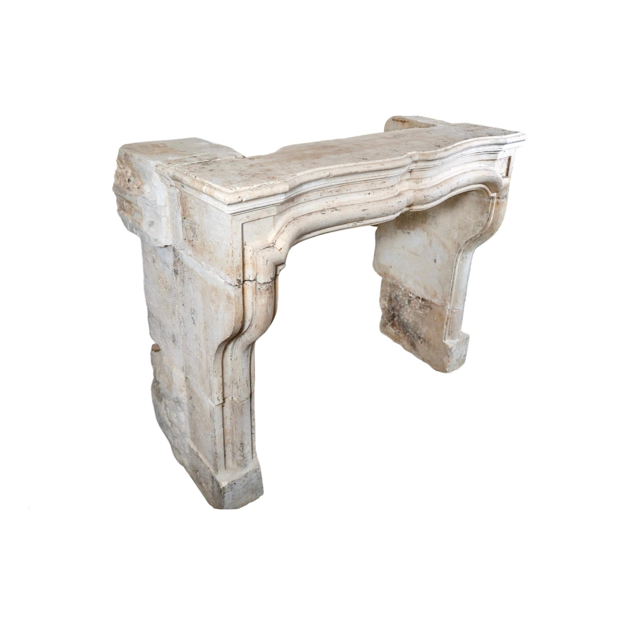 18th Century and Earlier French Limestone Mantel For Sale