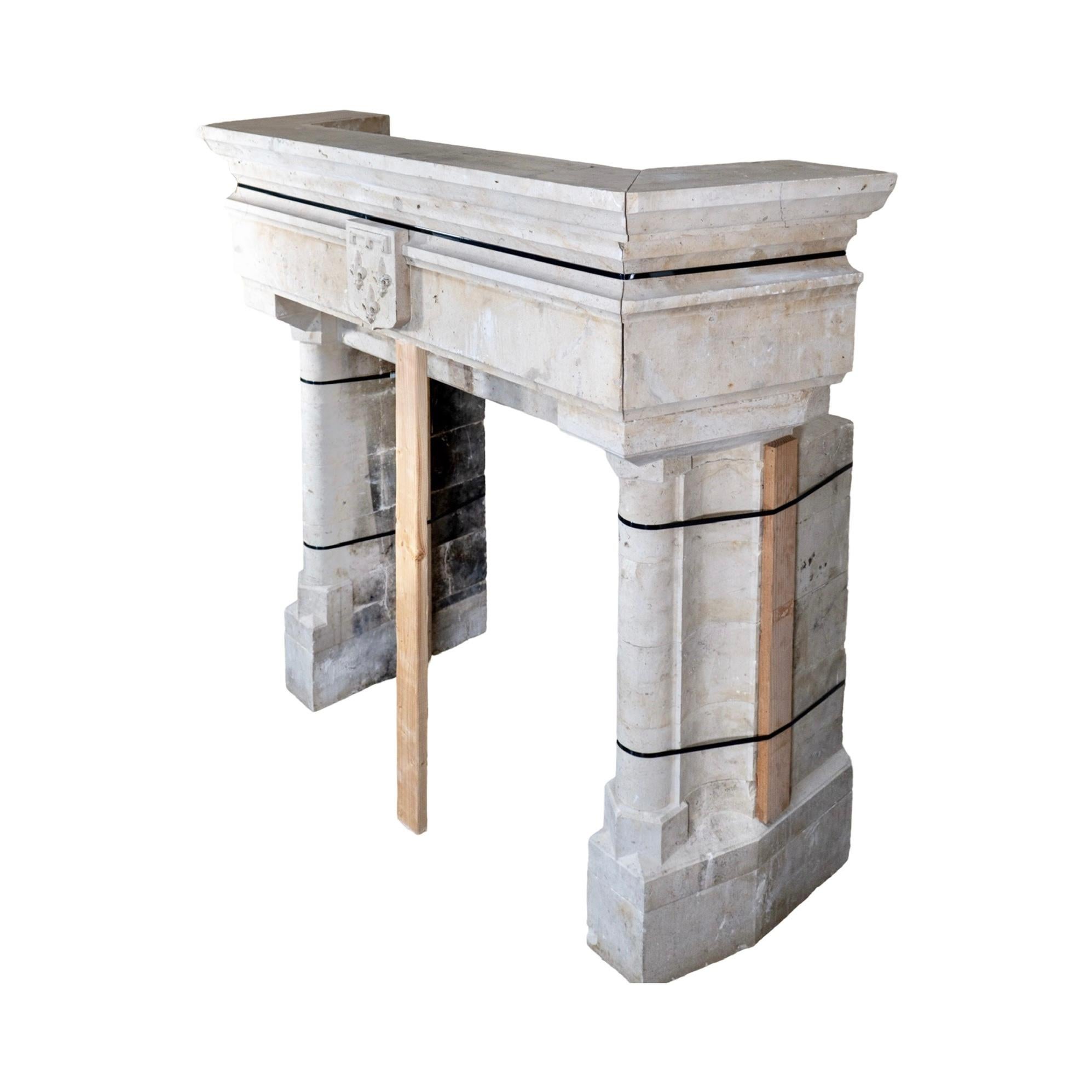 19th Century French Limestone Mantel For Sale