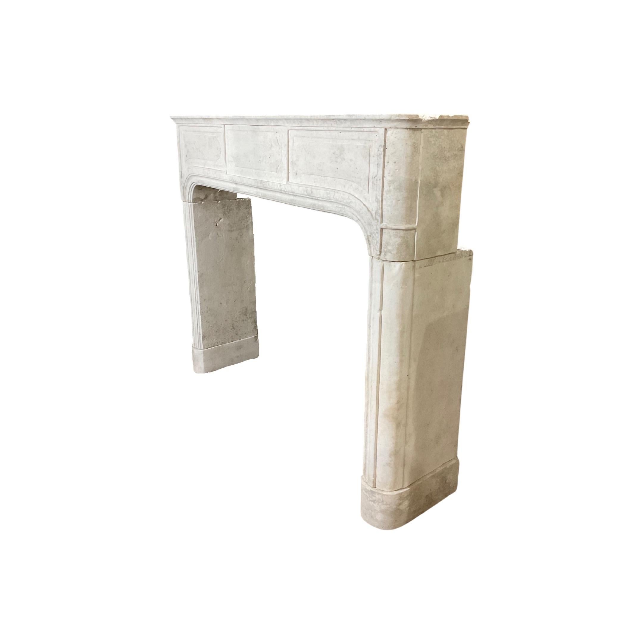 18th Century French Limestone Mantel For Sale
