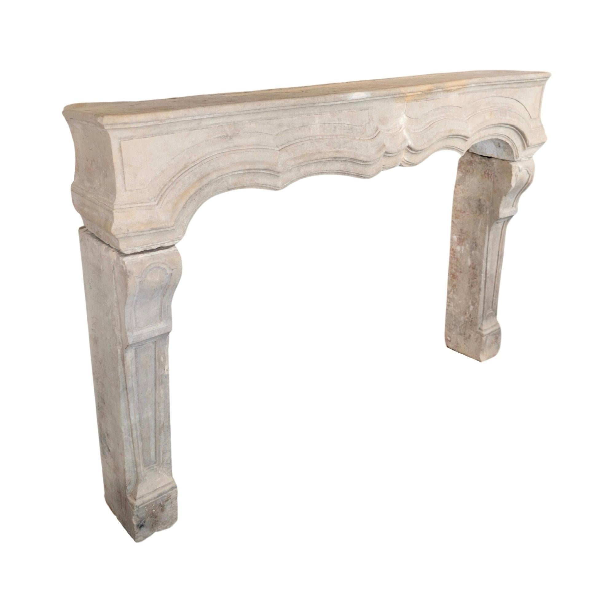 Late 18th Century French Limestone Mantel For Sale
