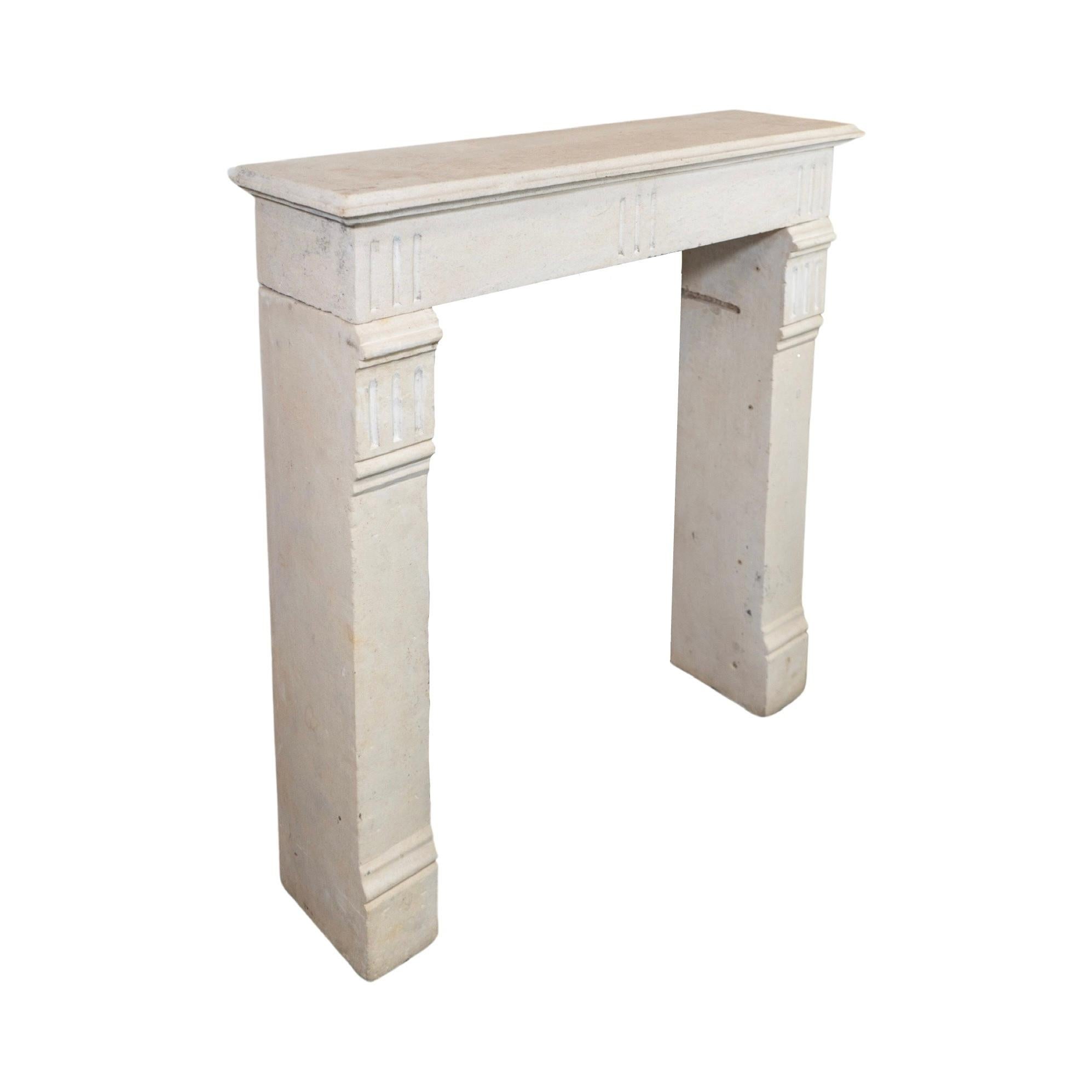 Mid-19th Century French Limestone Mantel For Sale