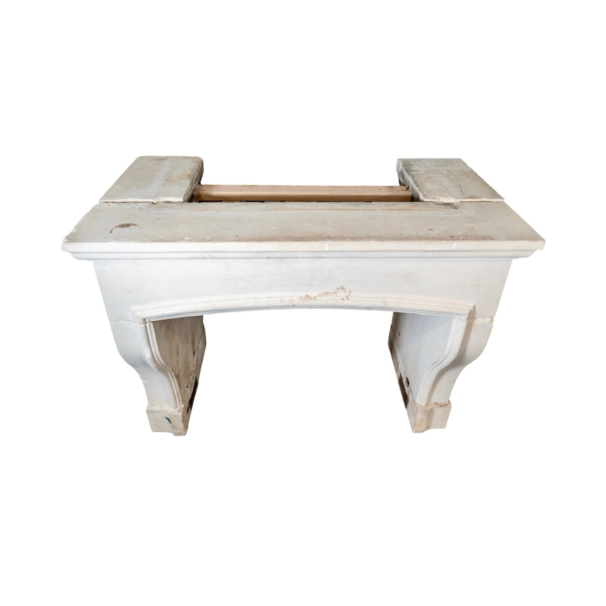 Early 19th Century French Limestone Mantel For Sale