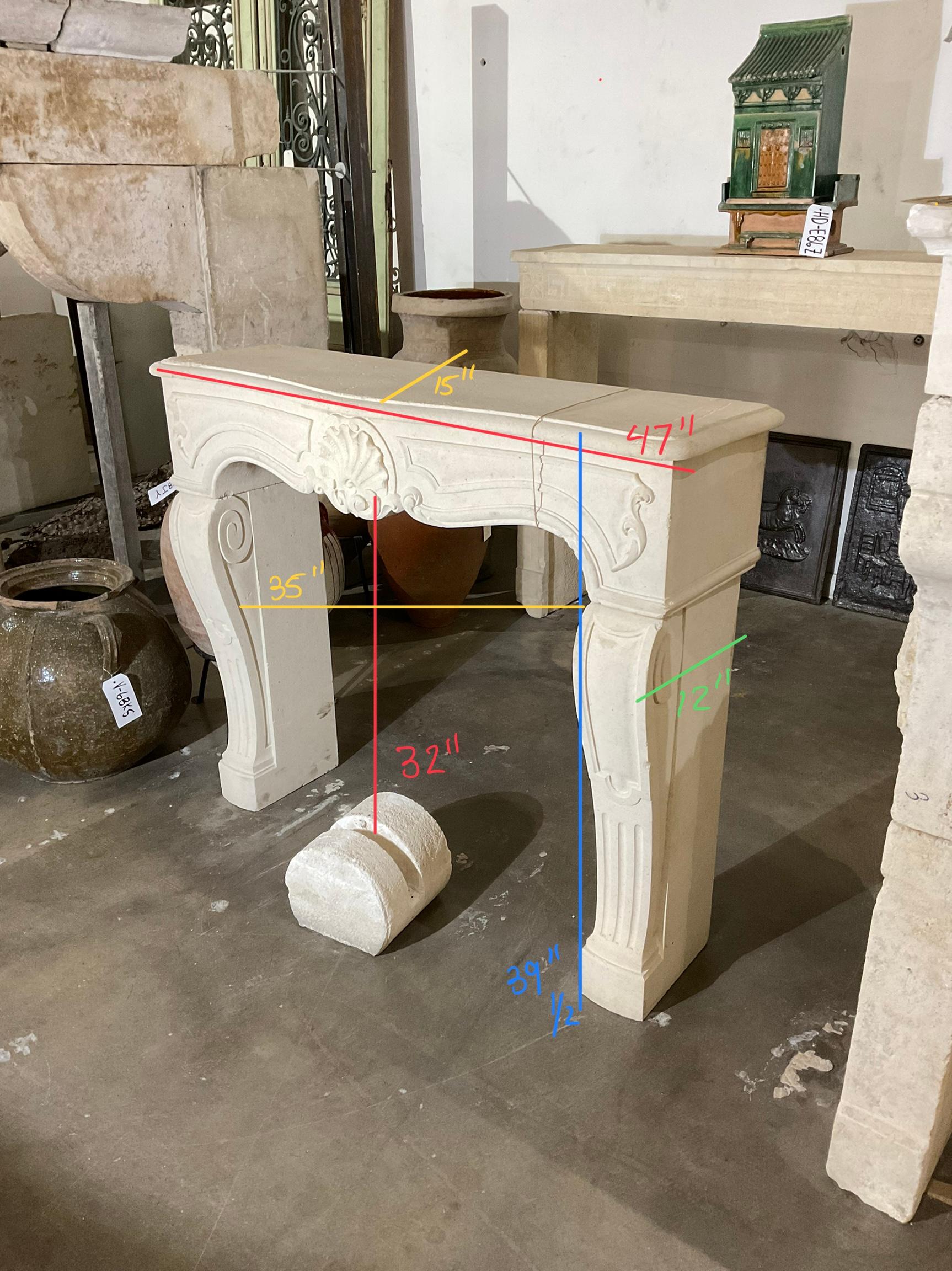 French Limestone Mantel For Sale 6