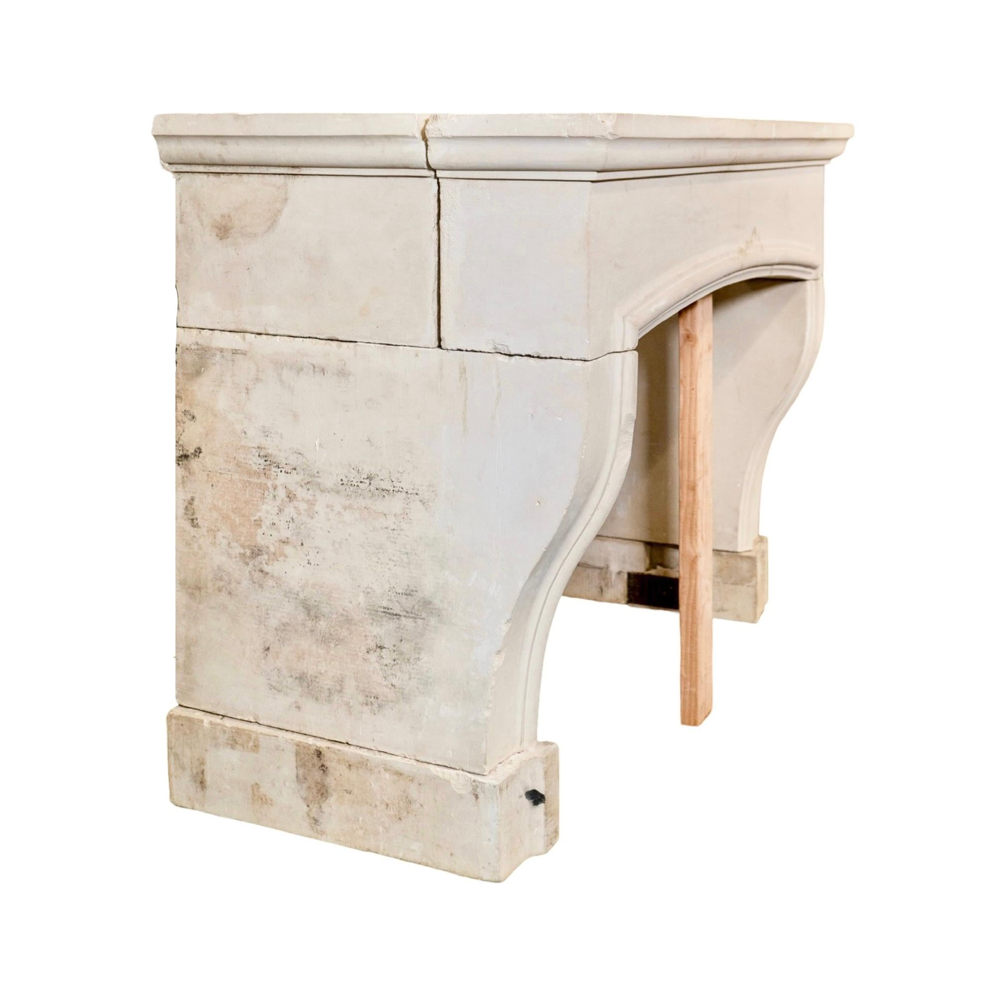 French Limestone Mantel For Sale 1