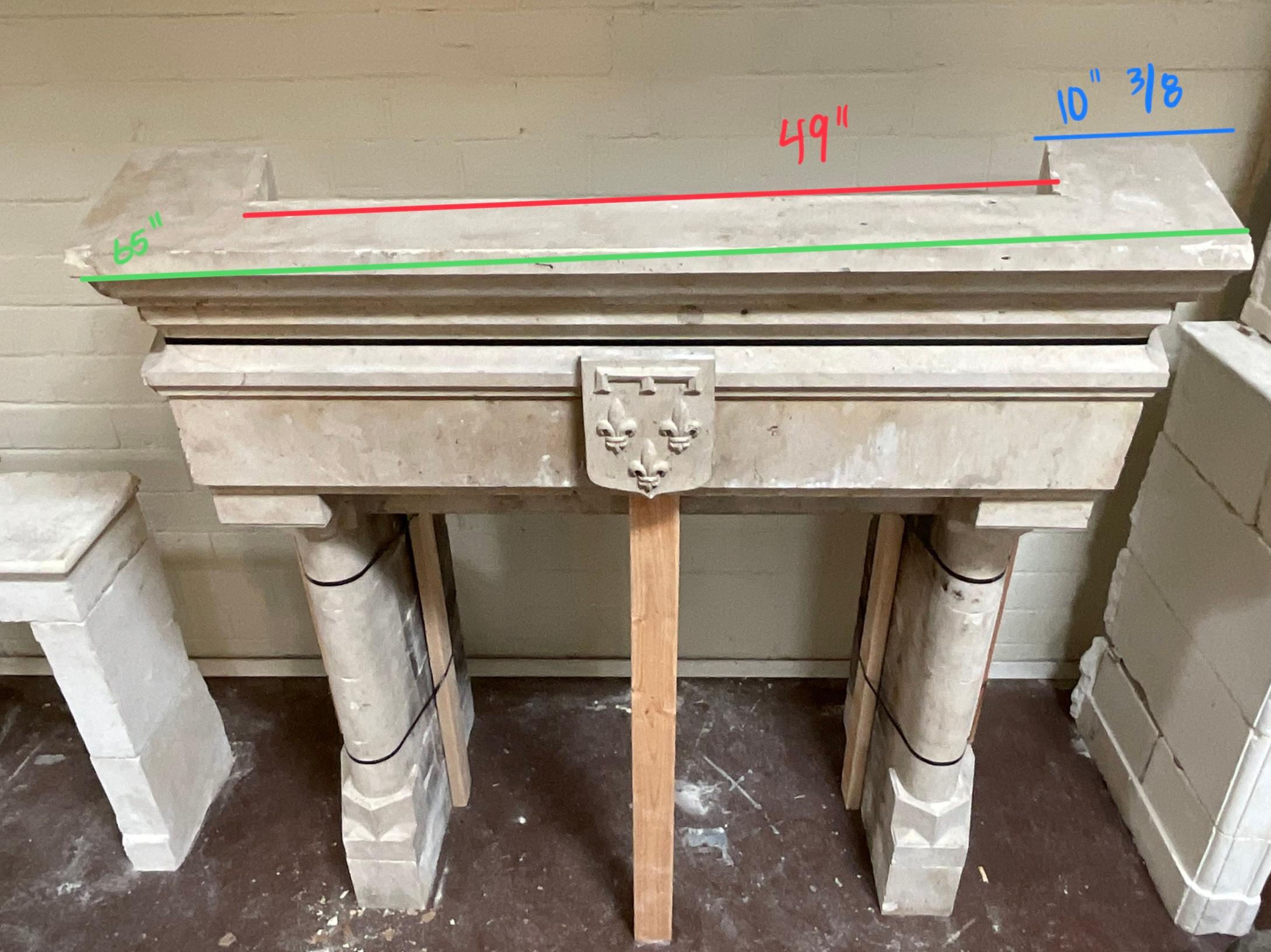 French Limestone Mantel For Sale 5