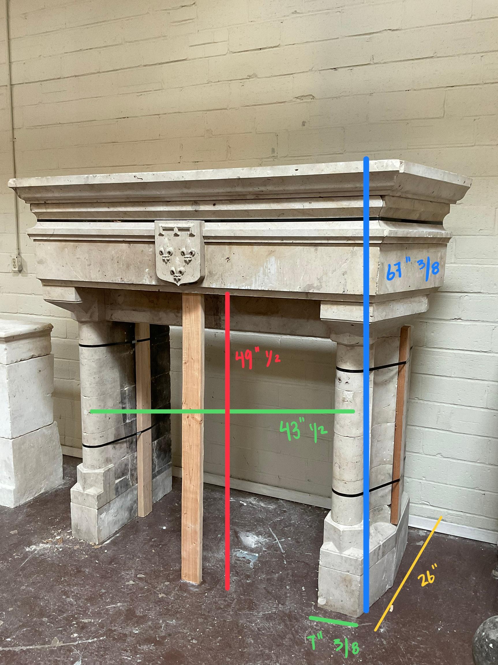 French Limestone Mantel For Sale 4