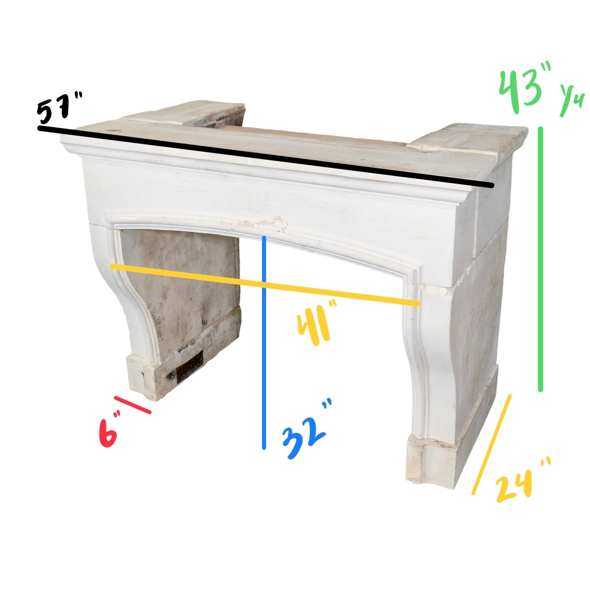 French Limestone Mantel For Sale 5