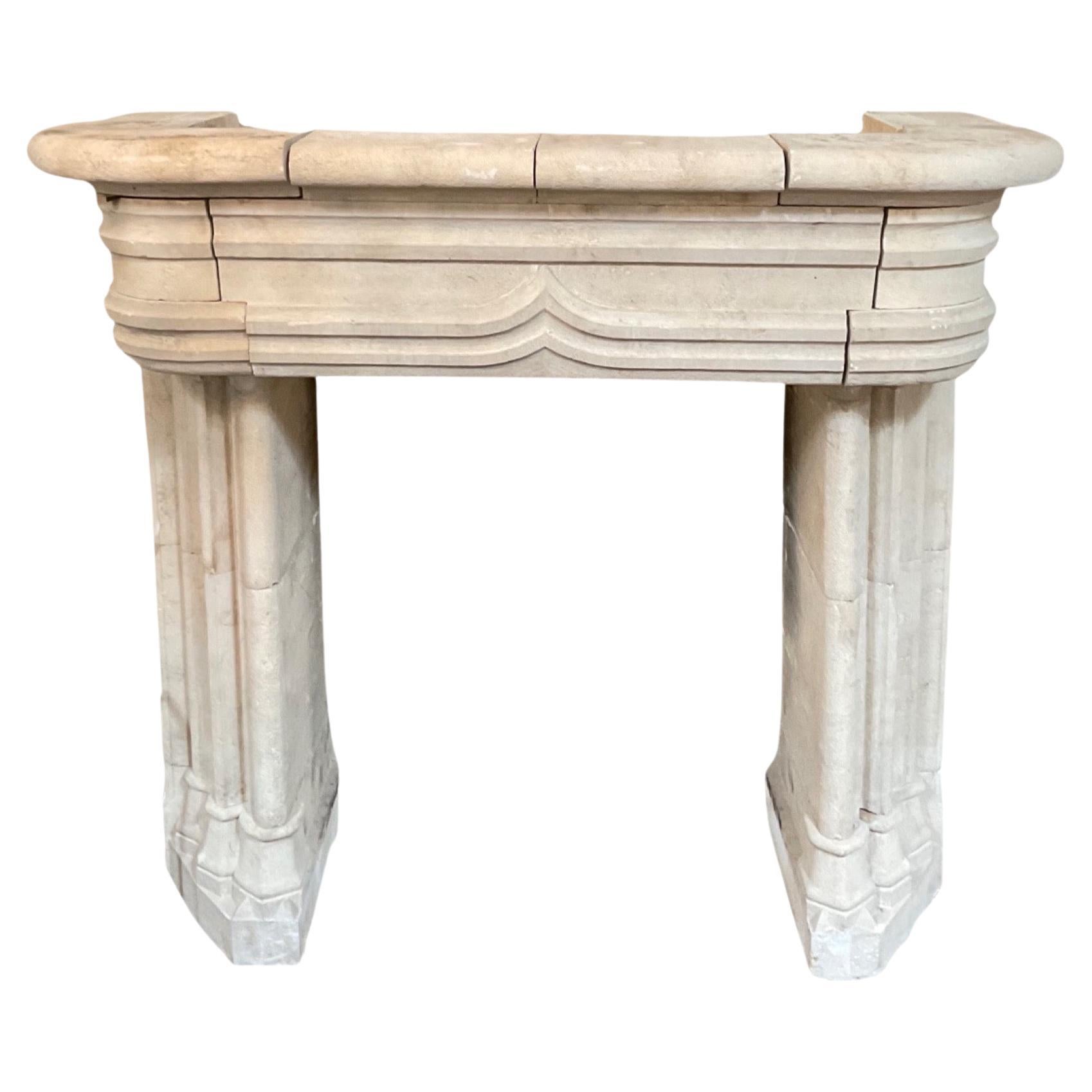 Antique French Limestone Mantel For Sale at 1stDibs