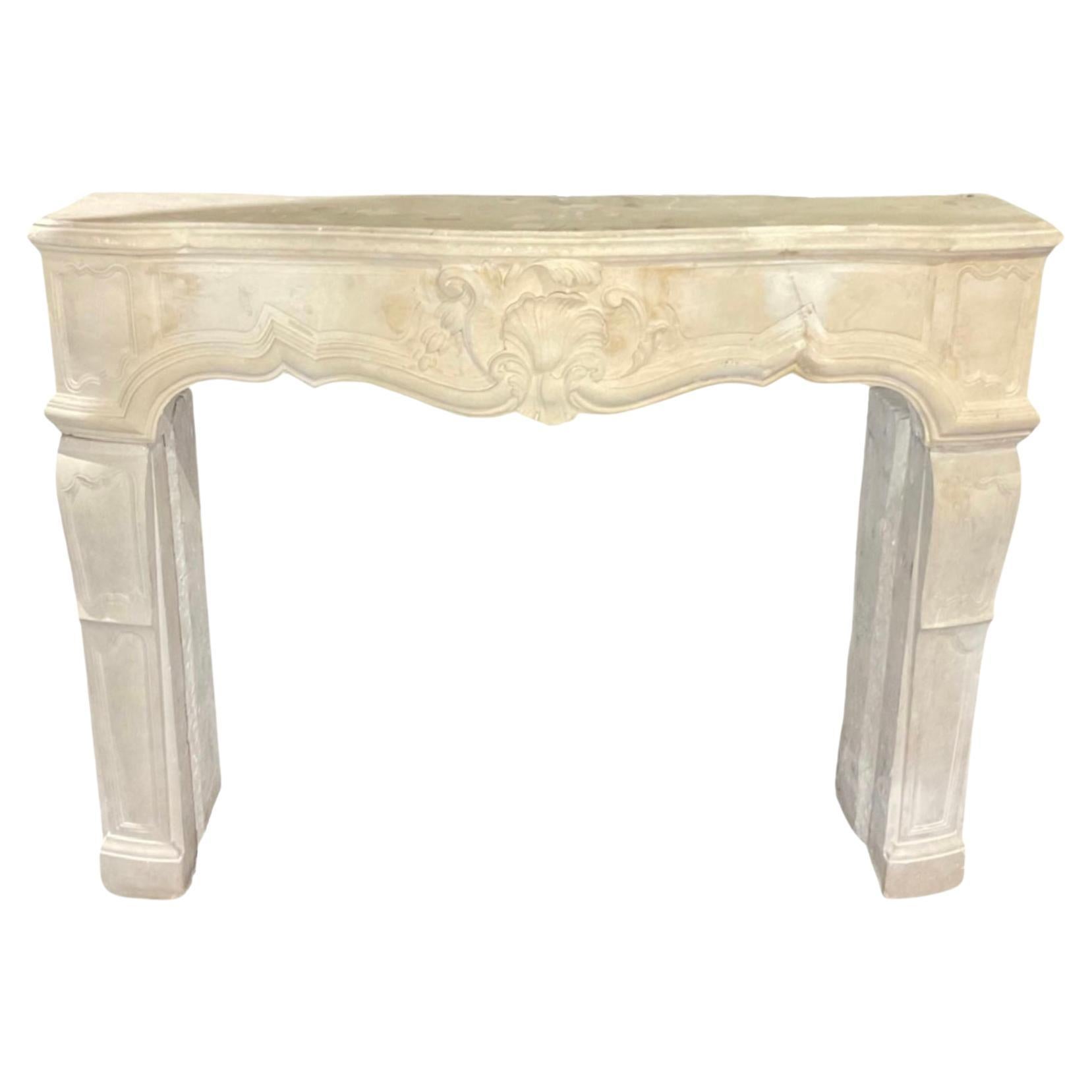 French Limestone Mantel For Sale