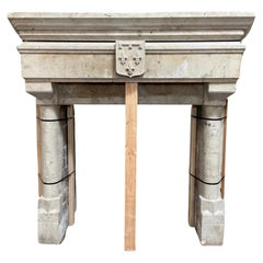 Antique French Limestone Mantel