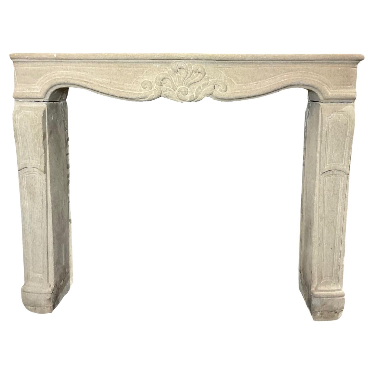 French Limestone Mantel For Sale