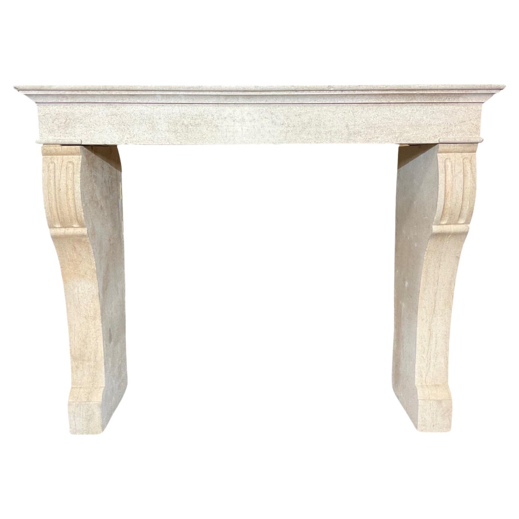 French Limestone Mantel For Sale