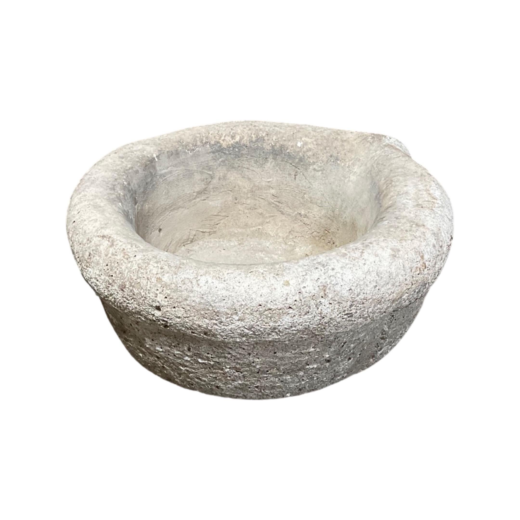 This French Limestone Mortar Bowl was crafted in 1850 and is a perfect addition to any kitchen for anyone looking for a stylish way to grind herbs and spices. The fine-progress limestone material helps create a smooth and fine blend. Enjoy the