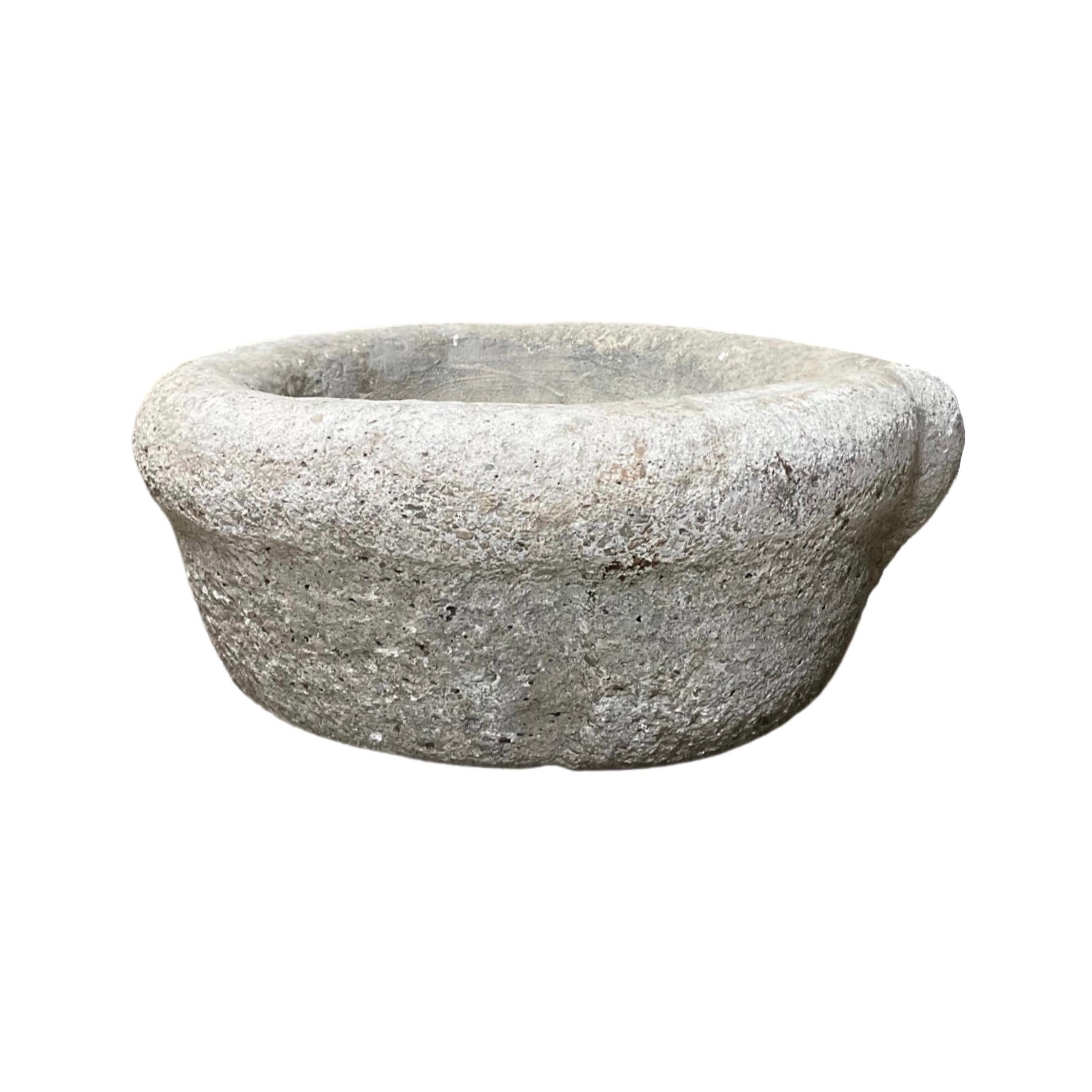 French Limestone Mortar Bowl 1