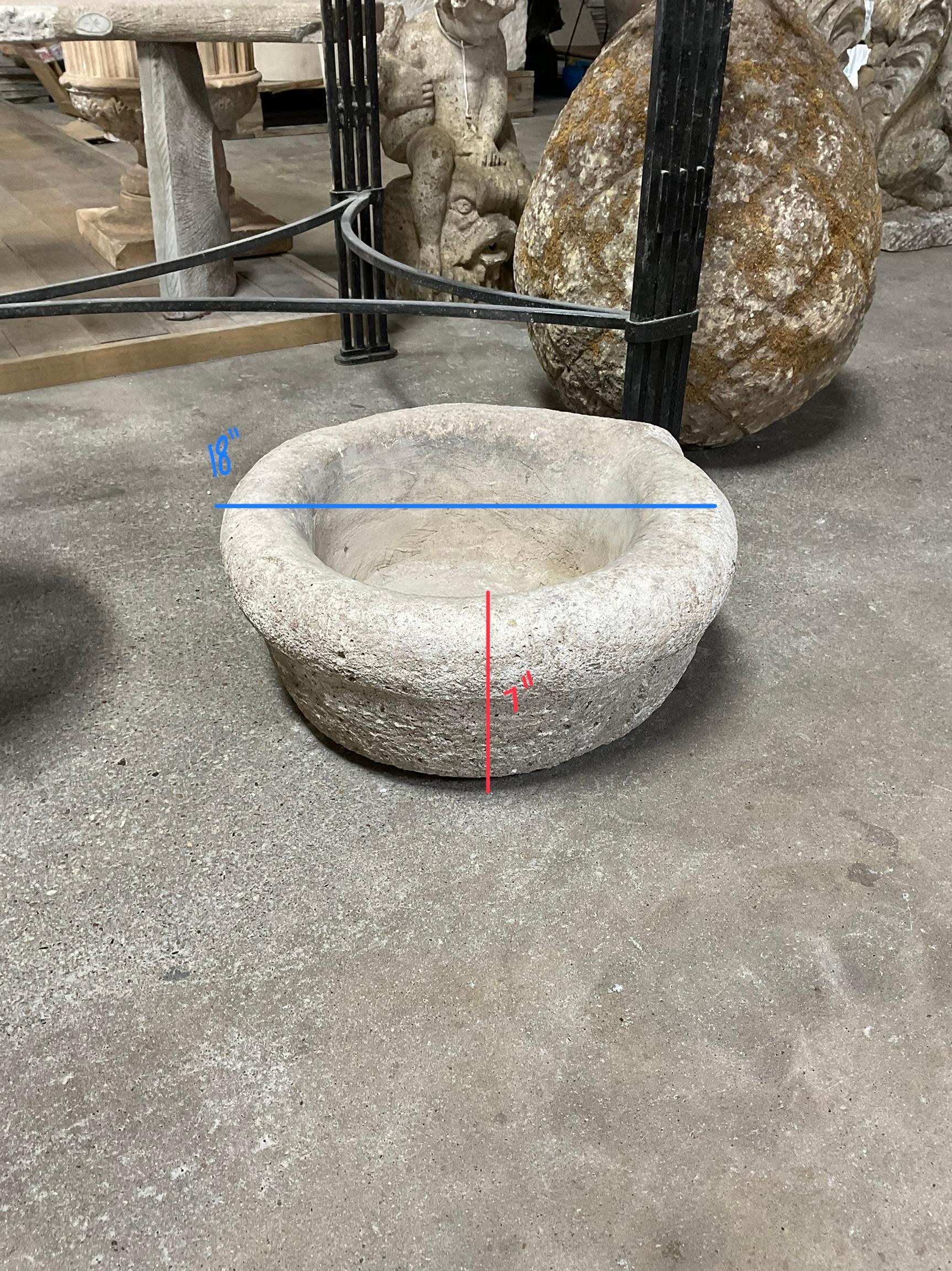 French Limestone Mortar Bowl 2