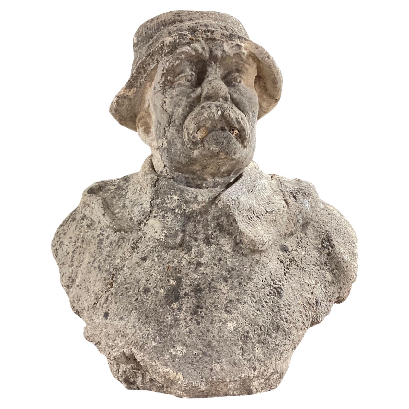 French Limestone Nobleman Sculpture