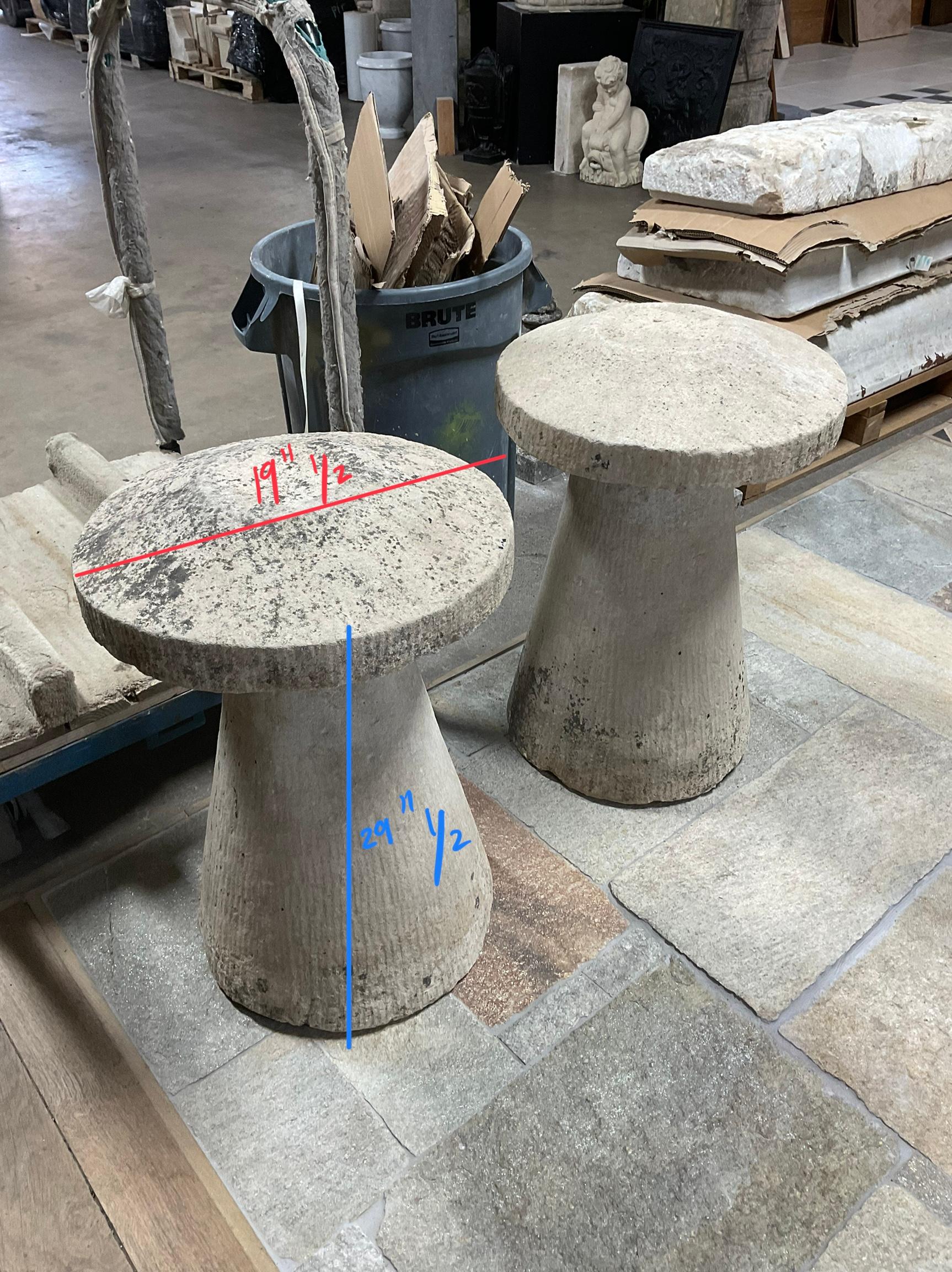 Pair of French Limestone Staddle Stone Pillars For Sale 3
