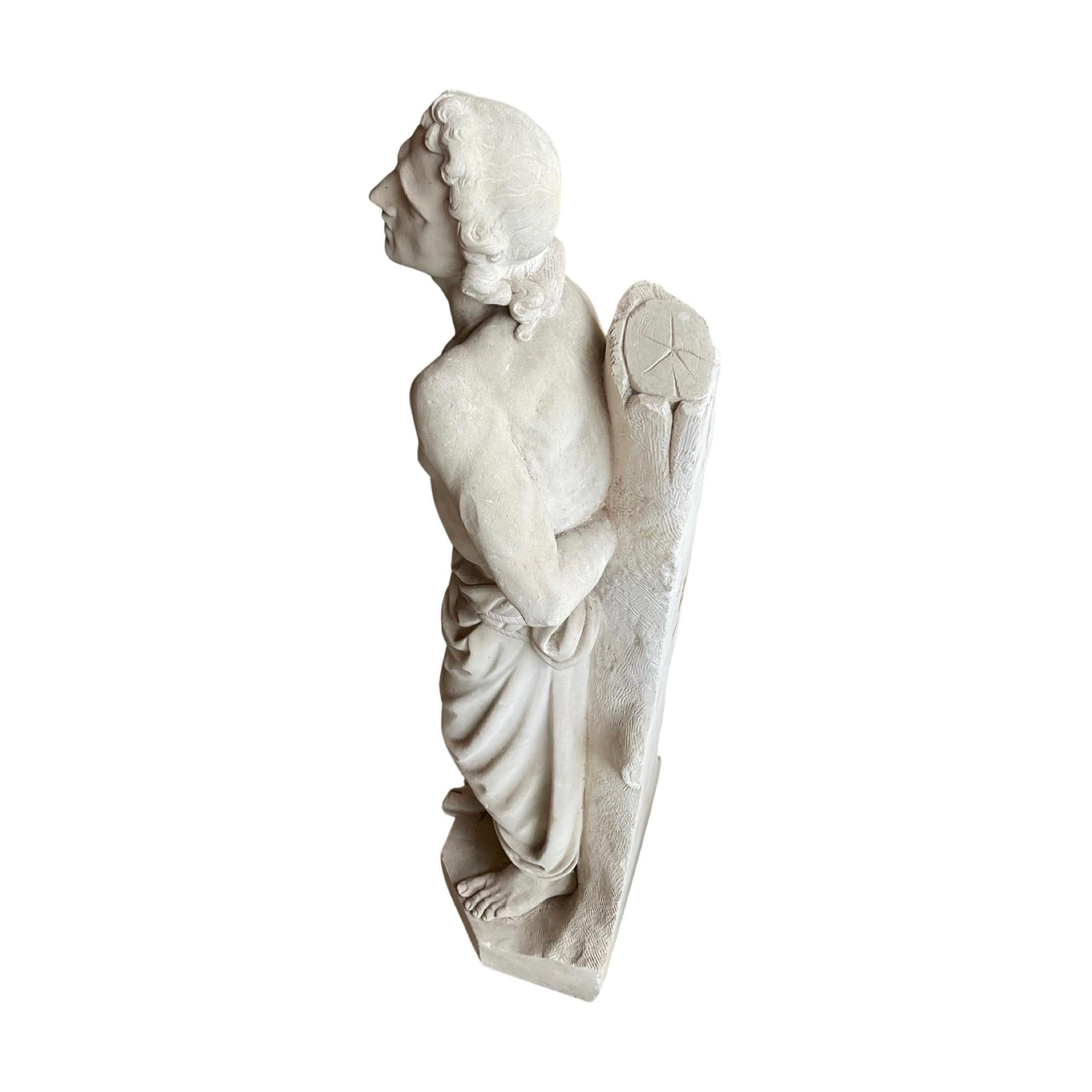 French Limestone Saint Sculpture In Good Condition For Sale In Dallas, TX