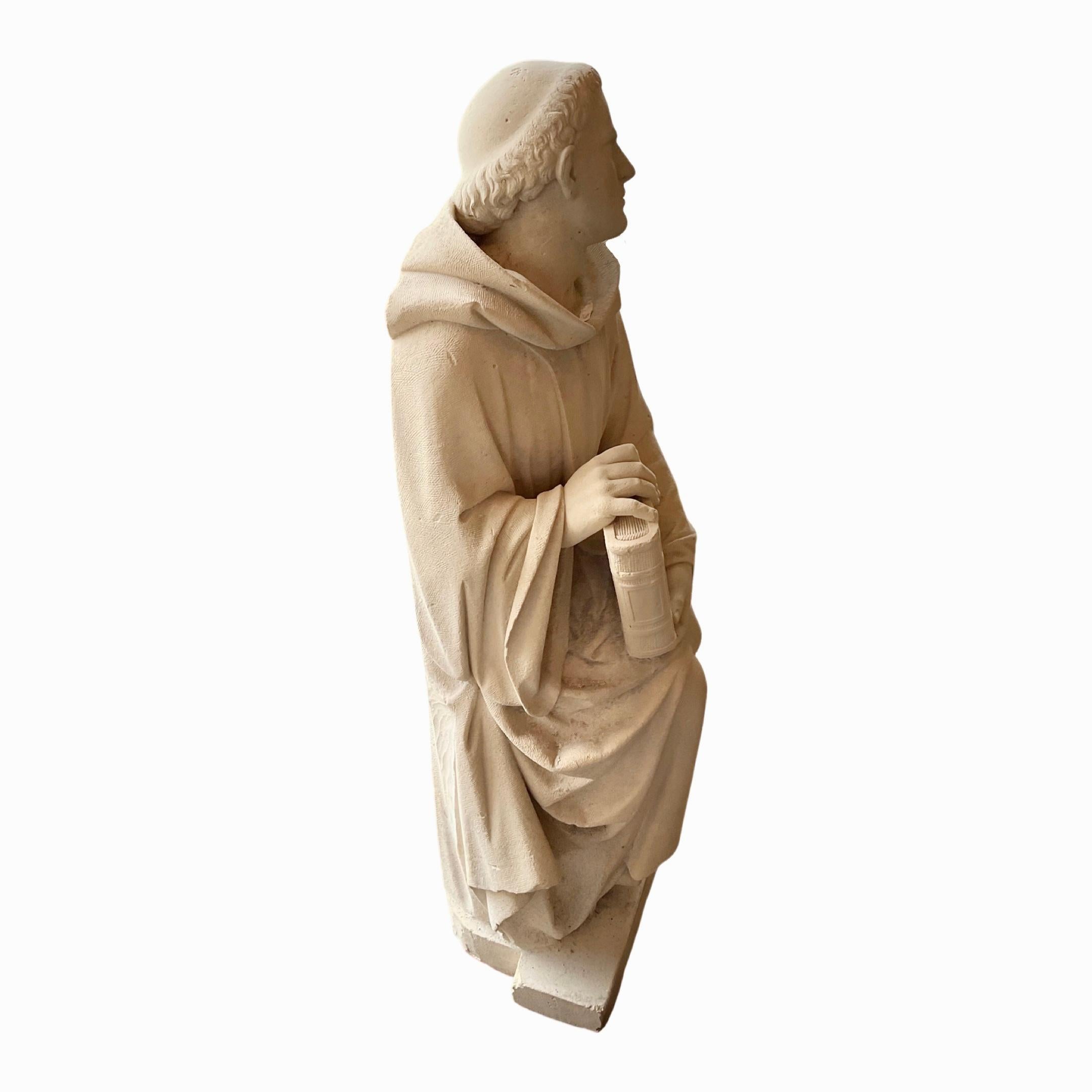 French Limestone Saint Sculpture In Good Condition For Sale In Dallas, TX