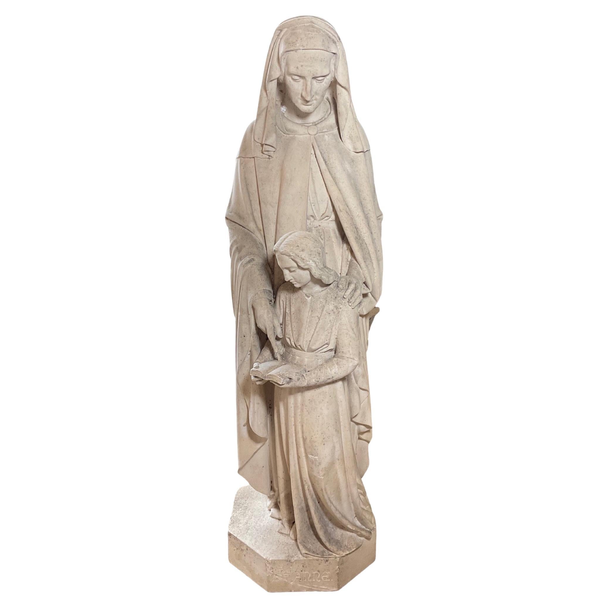 French Limestone Saint Sculpture For Sale
