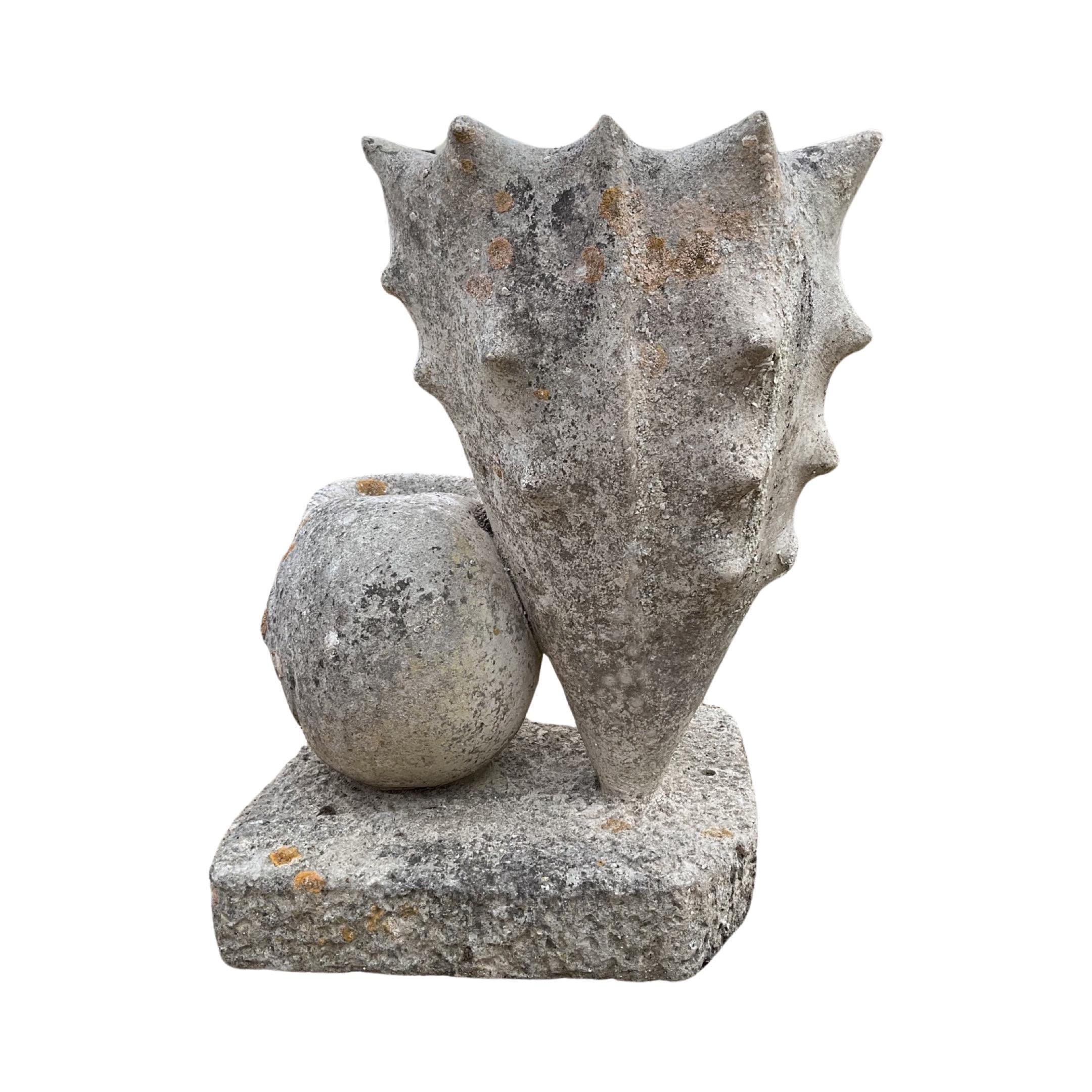 French Limestone Shell and Conch Planter For Sale 1