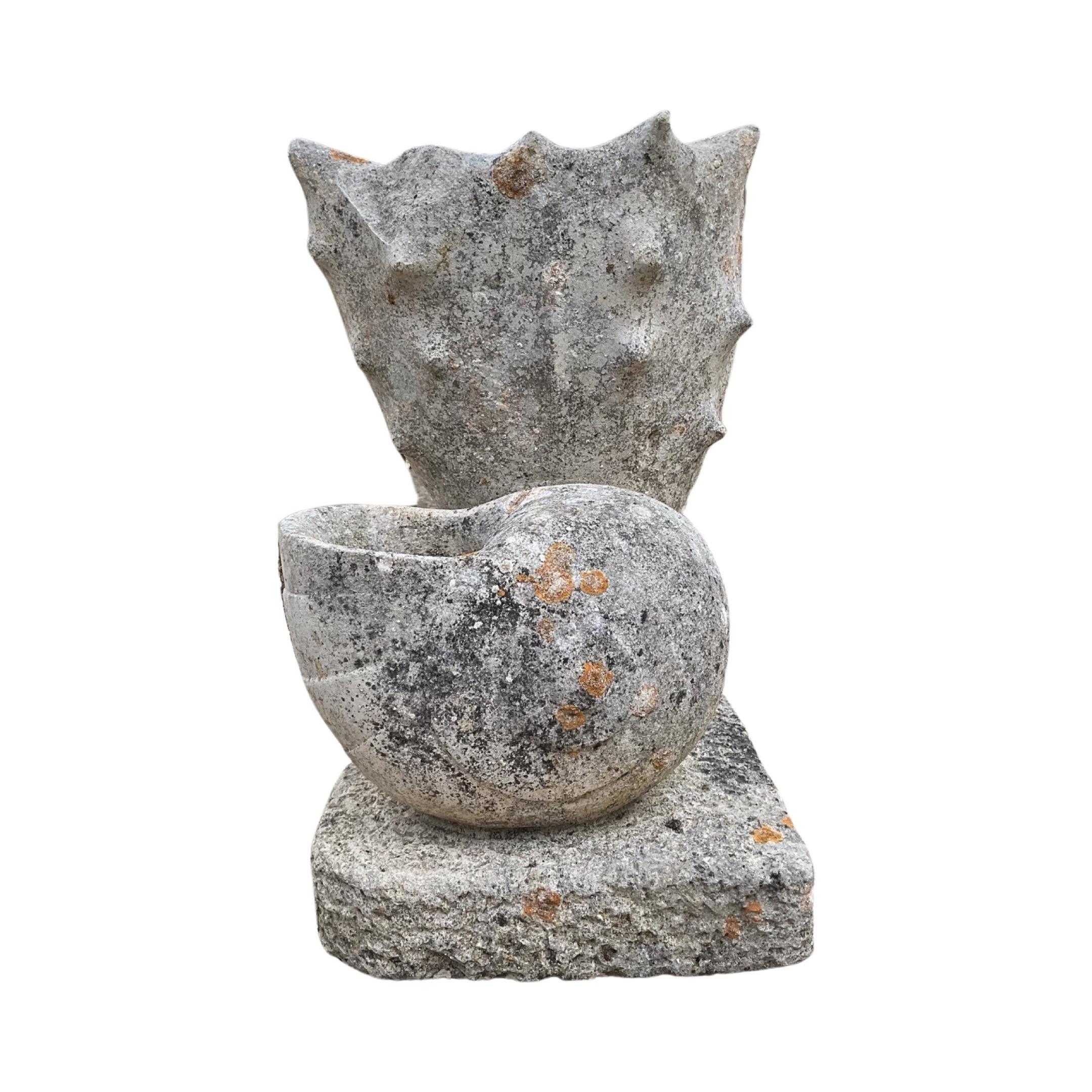 French Limestone Shell and Conch Planter For Sale 2
