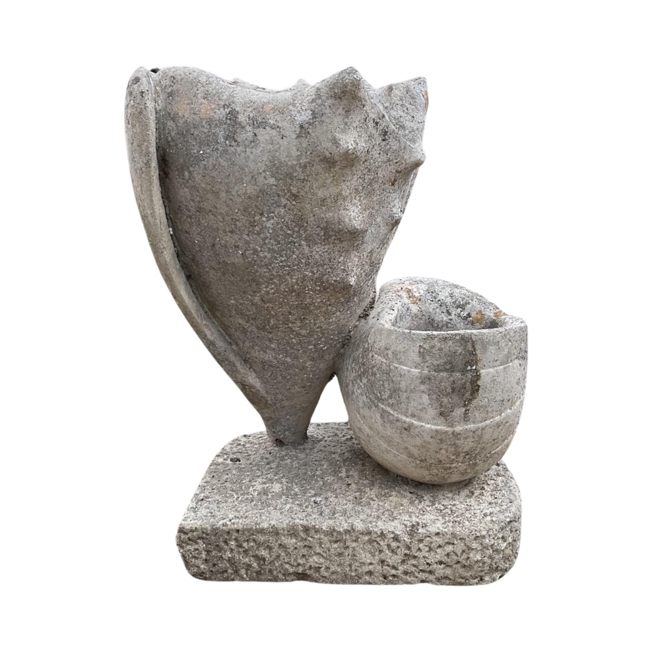 French Limestone Shell and Conch Planter For Sale 3